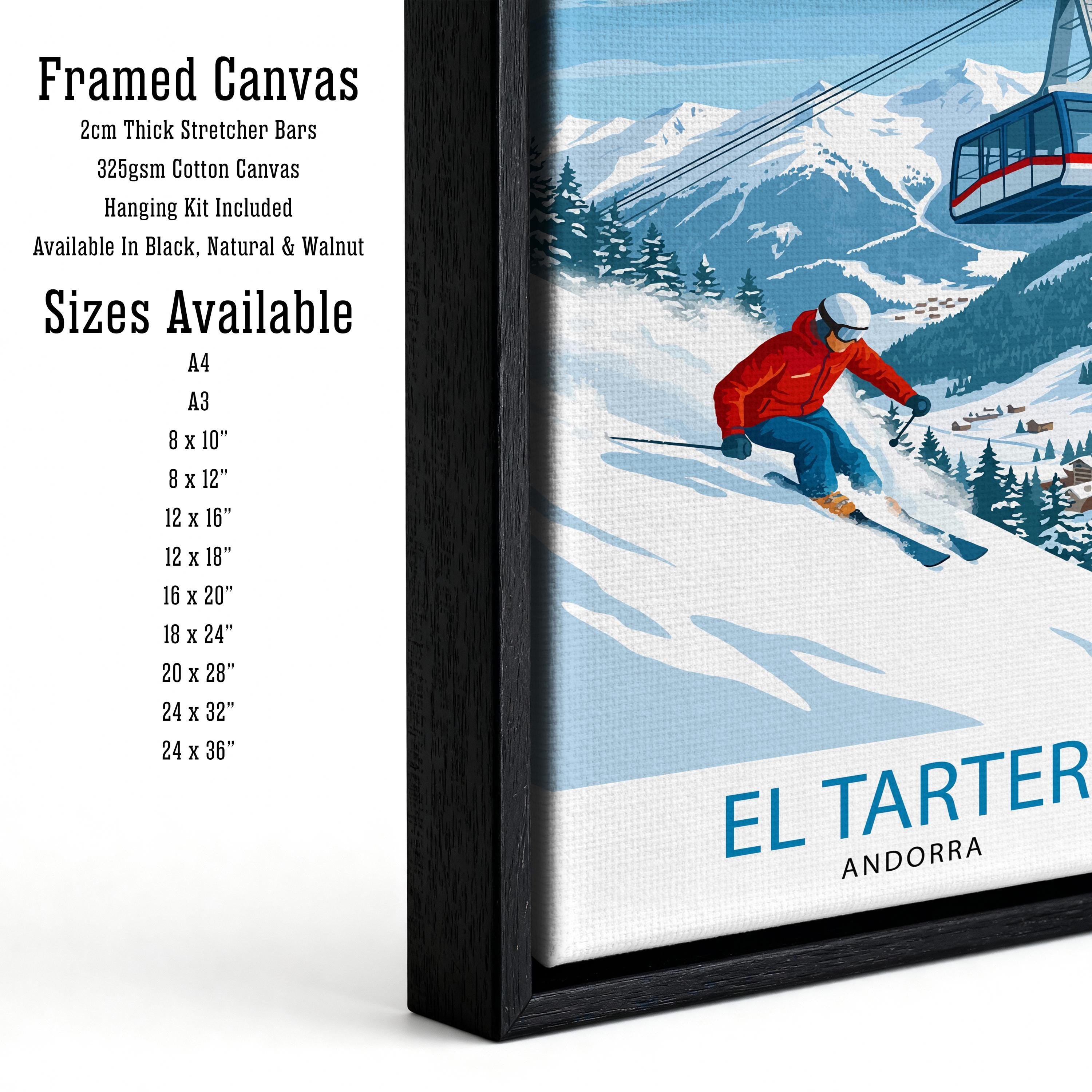El Tarter Andorra Ski Poster: Pyrenees Mountain Resort Art Print