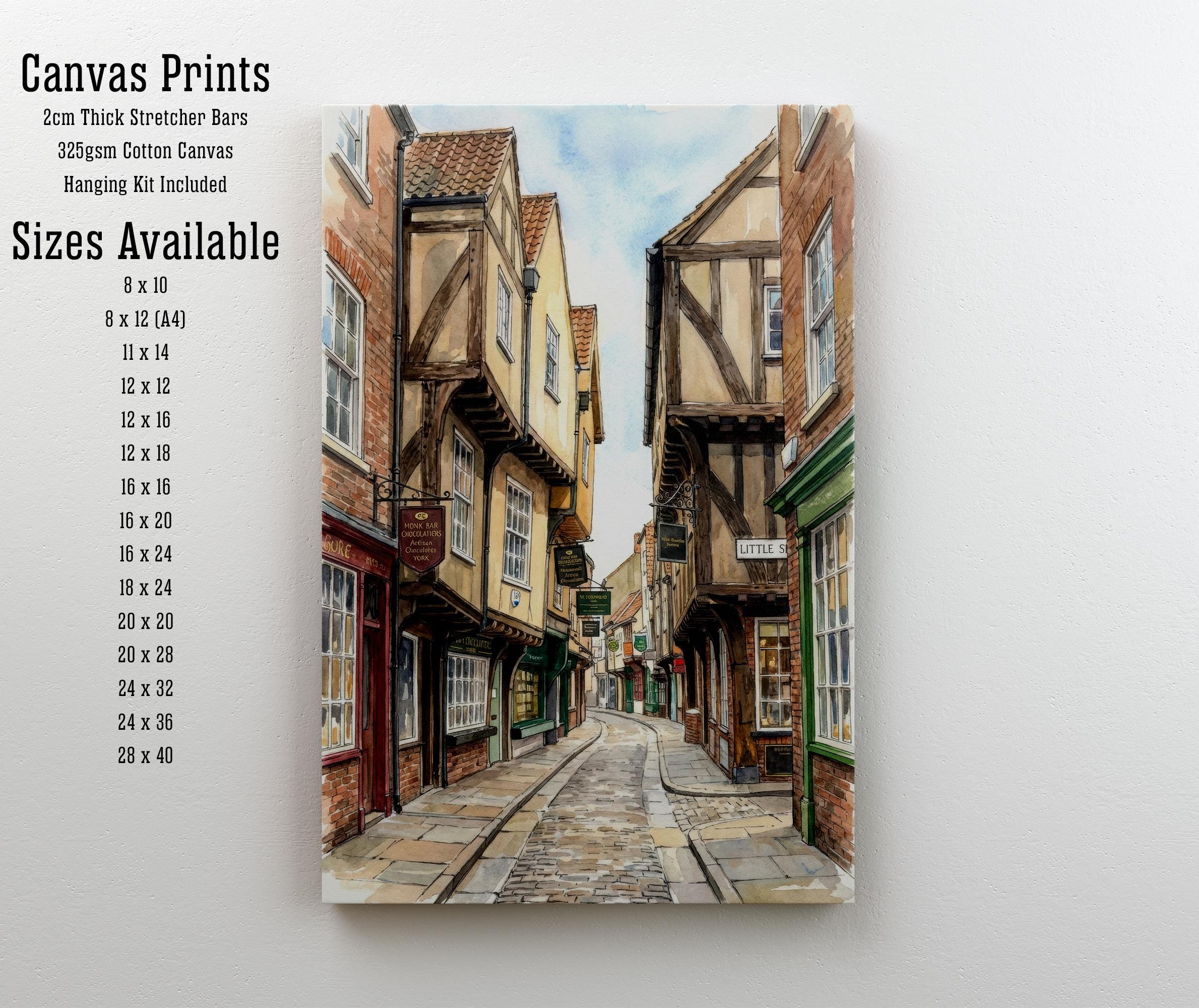 York Watercolour Painting Poster England Wall Art City Landscape Print Gift for UK Travel Lovers and Fans of Scenic Historic British