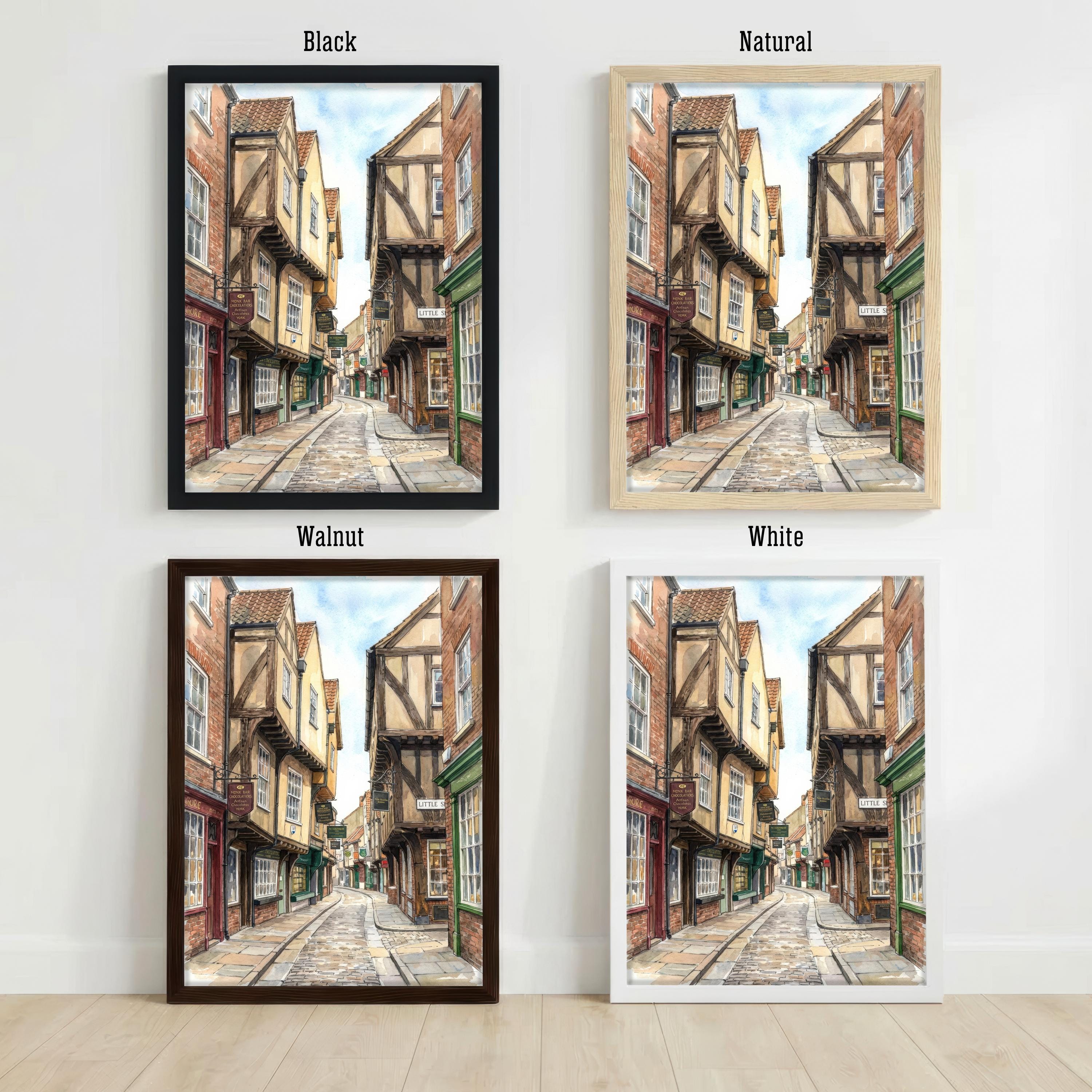 York Watercolour Painting Poster England Wall Art City Landscape Print Gift for UK Travel Lovers and Fans of Scenic Historic British