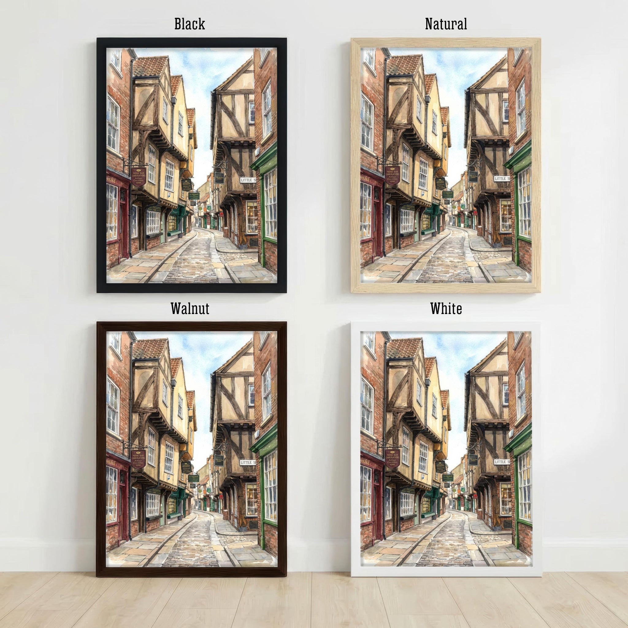 York Watercolour Painting Poster England Wall Art City Landscape Print Gift for UK Travel Lovers and Fans of Scenic Historic British