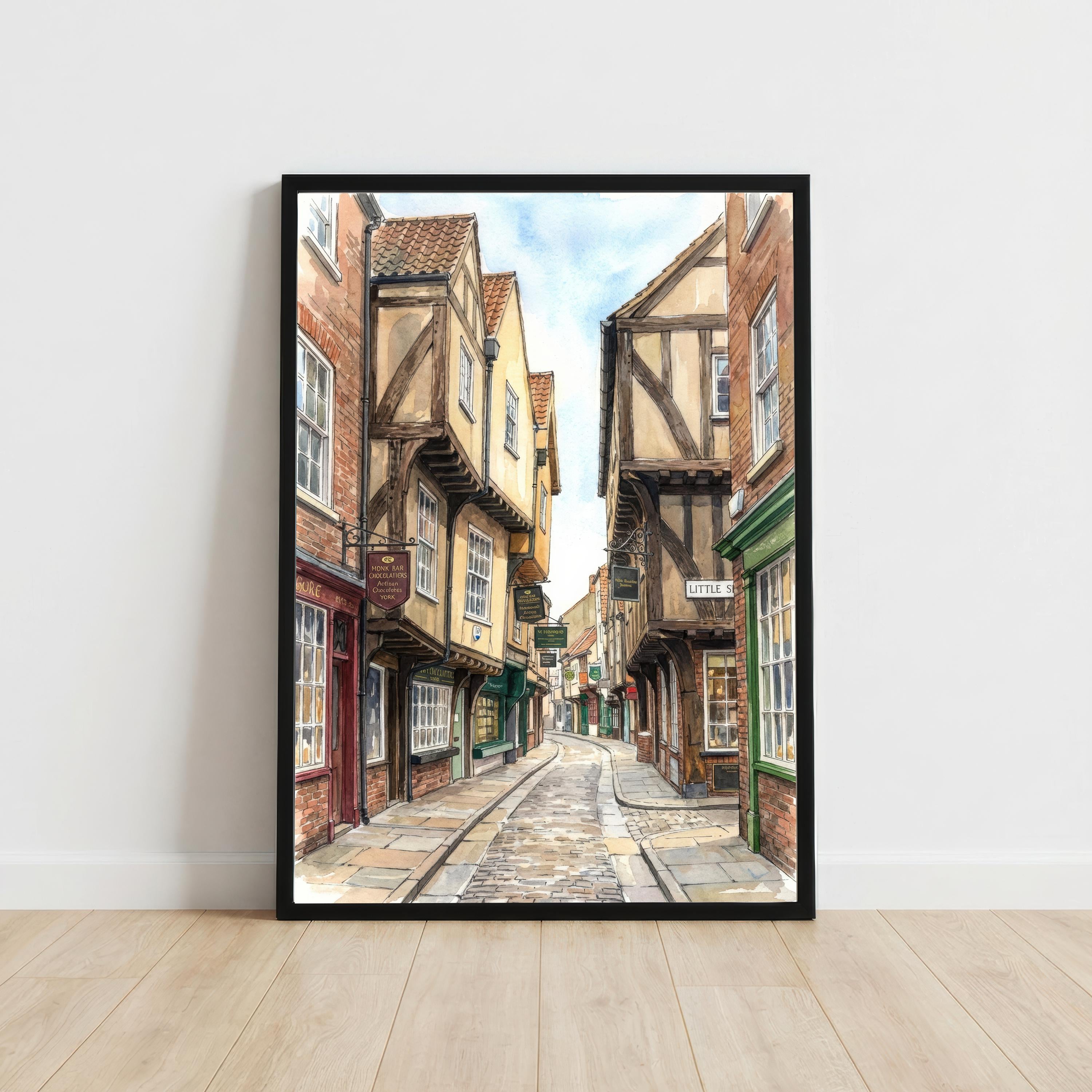 York Watercolour Painting Poster England Wall Art City Landscape Print Gift for UK Travel Lovers and Fans of Scenic Historic British