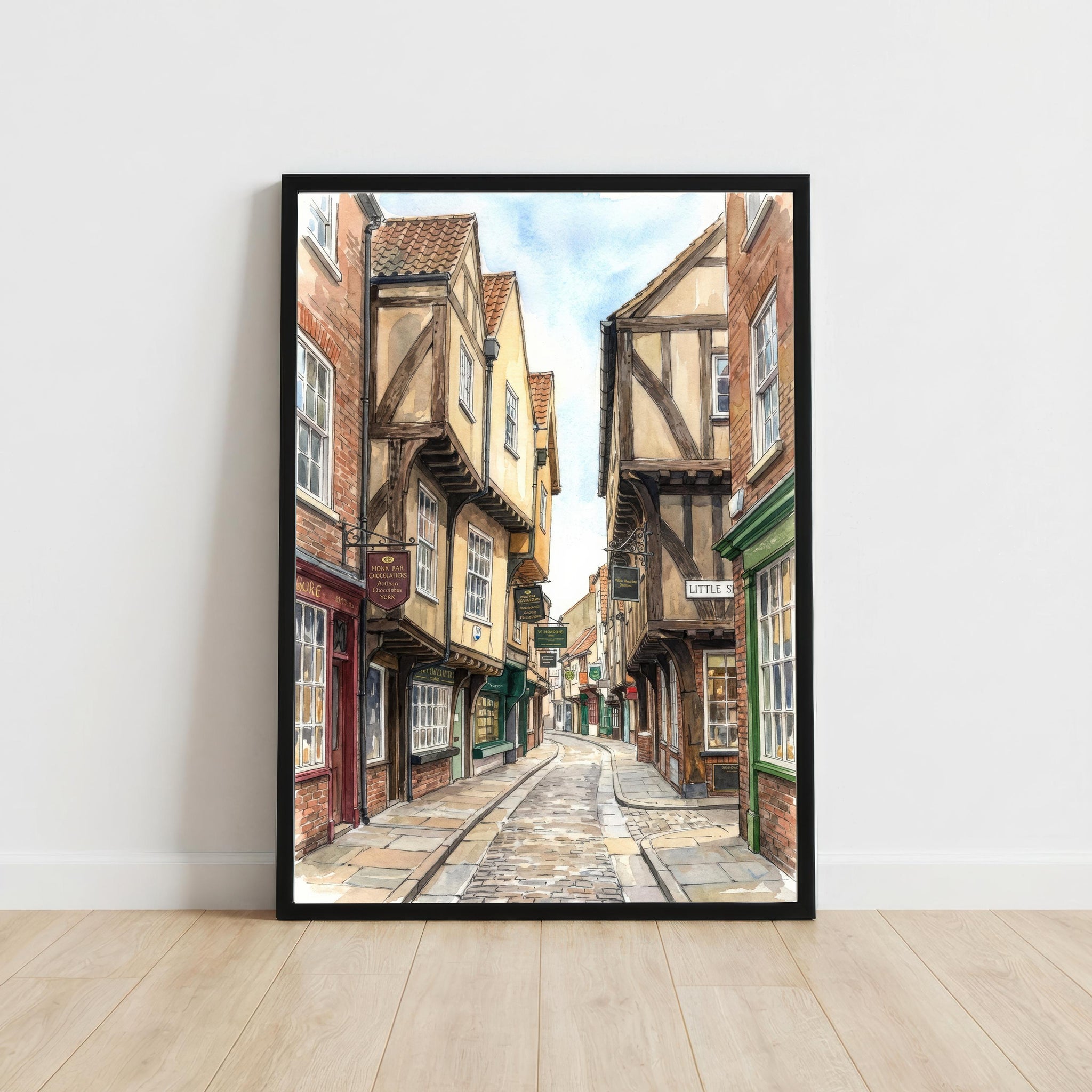 York Watercolour Painting Poster England Wall Art City Landscape Print Gift for UK Travel Lovers and Fans of Scenic Historic British