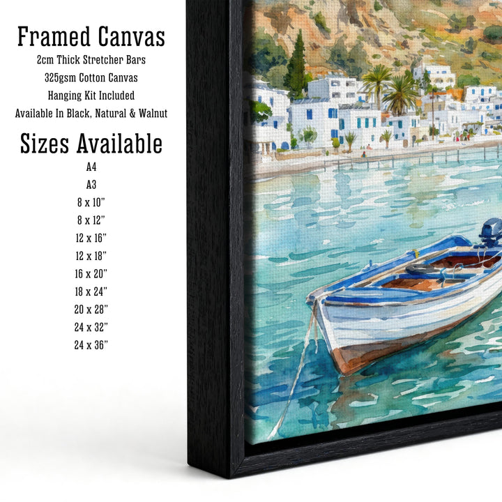 Crete Watercolour Painting Poster Greece Wall Art Coastal Landscape Print Gift for Europe Travel Lovers and Fans of Scenic Mediterranean