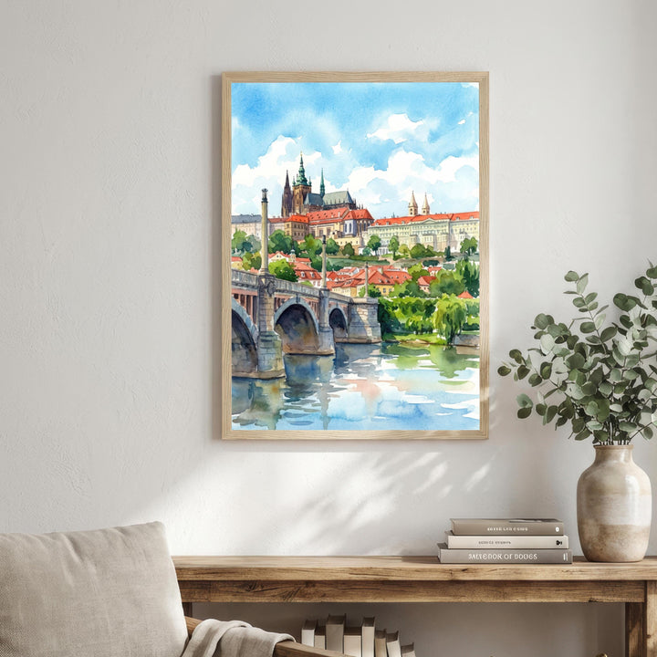 Prague Watercolour Painting Poster Czech Republic Wall Art City Landscape Print Gift for Europe Travel Lovers and Fans of Scenic Historic