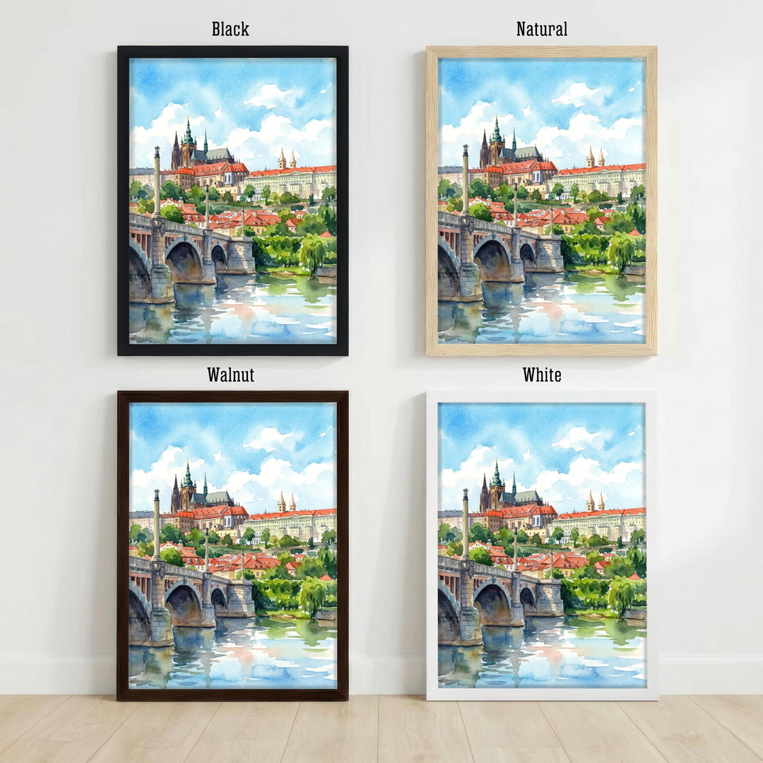 Prague Watercolour Painting Poster Czech Republic Wall Art City Landscape Print Gift for Europe Travel Lovers and Fans of Scenic Historic