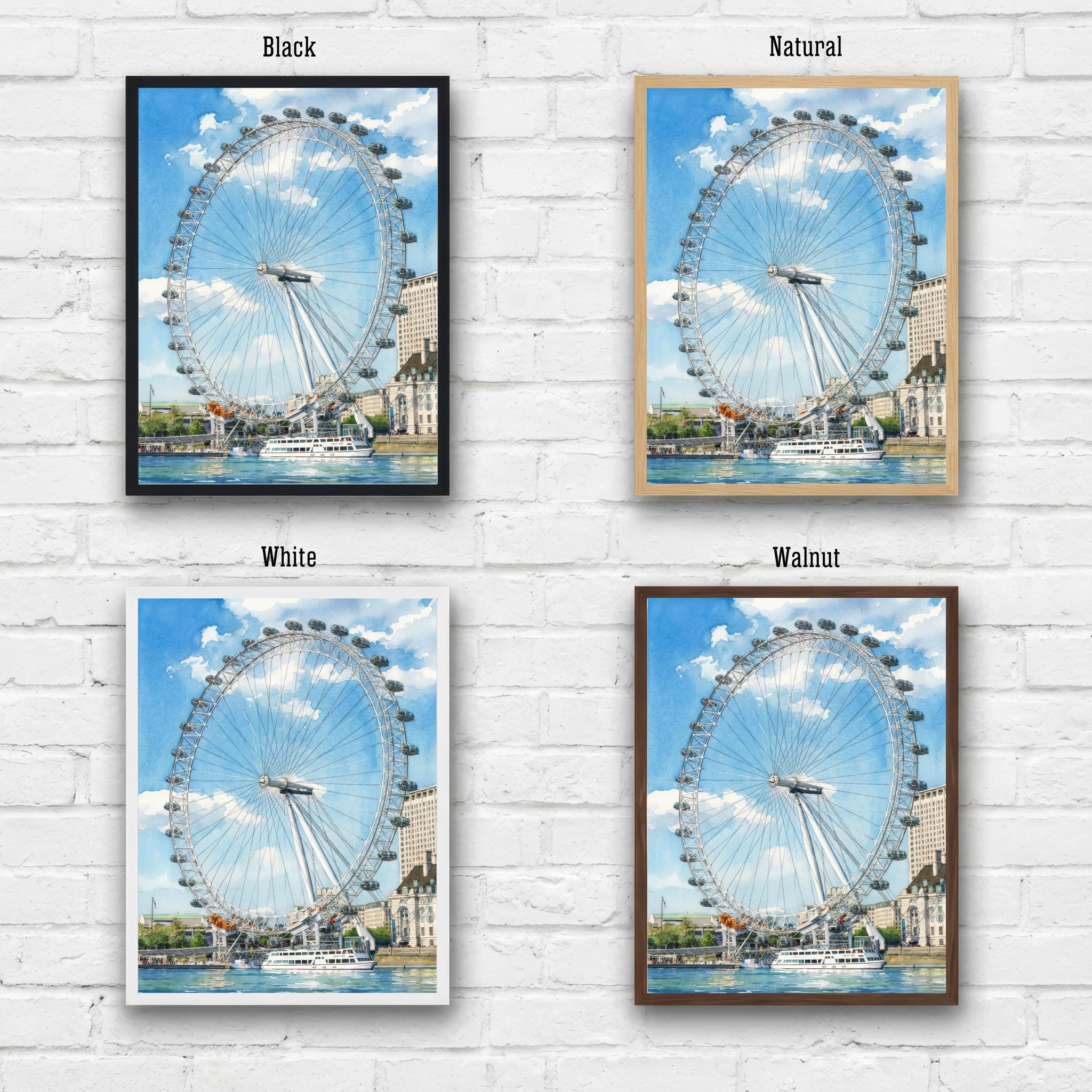London Eye Watercolour Print: England Landmark Art