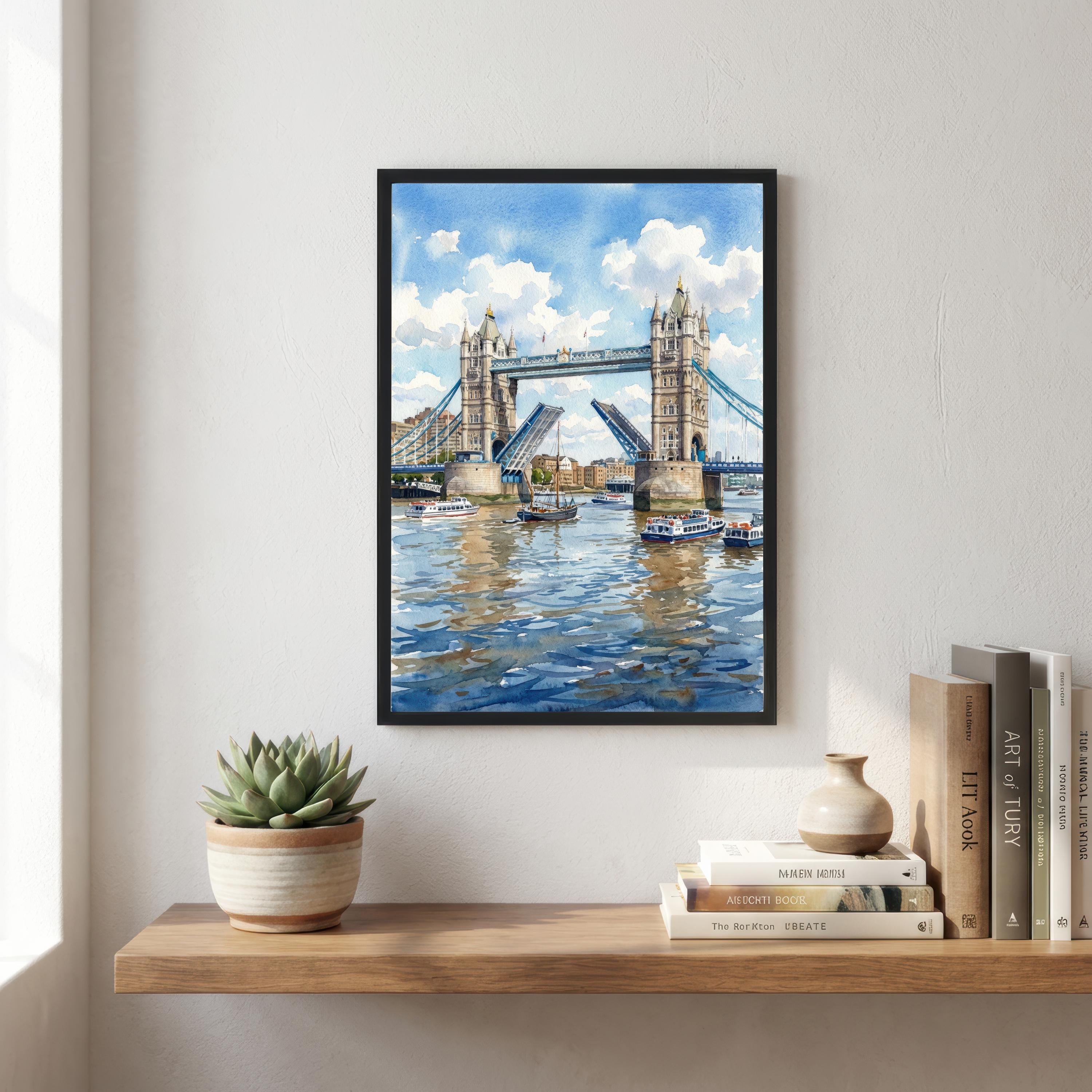 London Bridge Watercolour Print, England Landmark Art