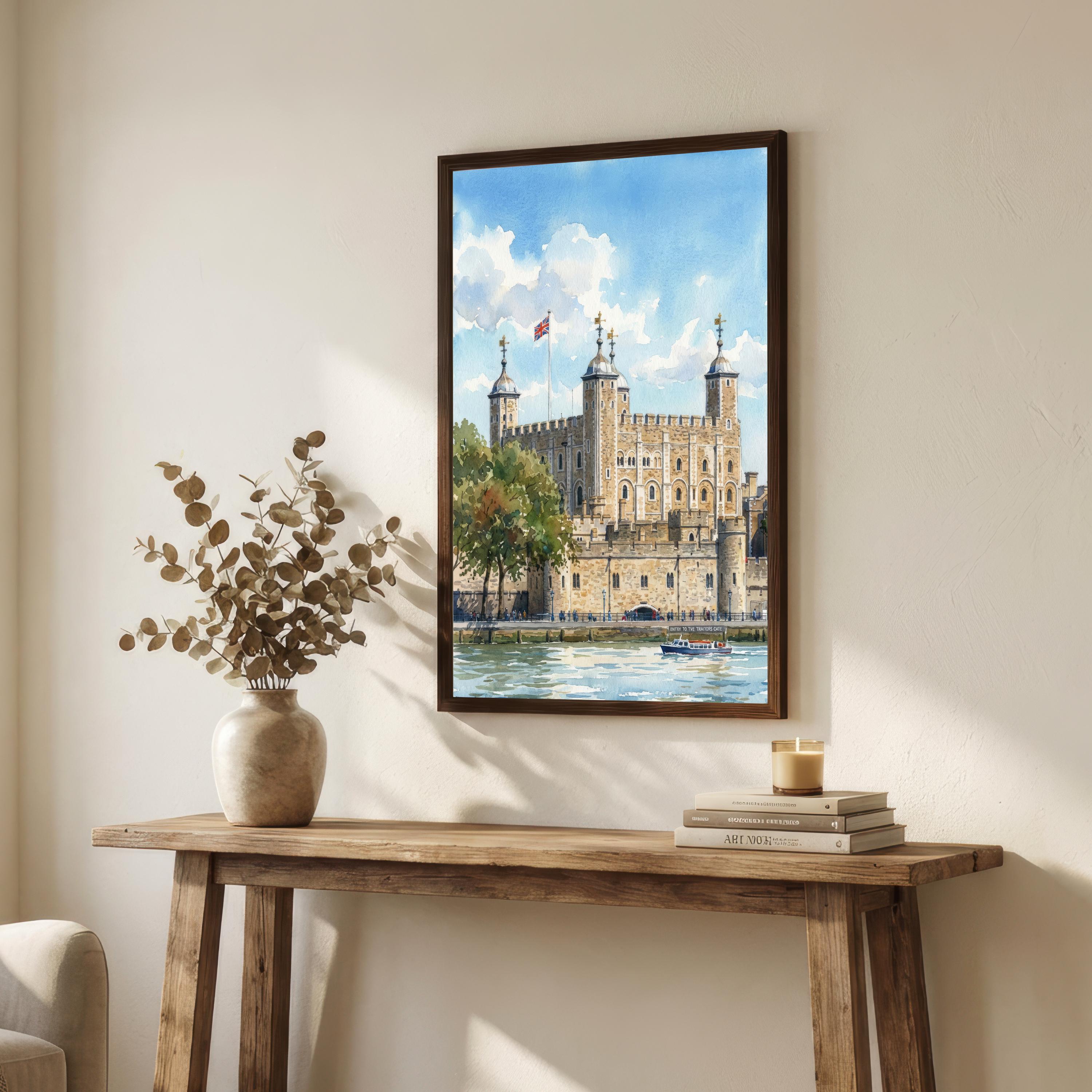 Tower of London Print: England Watercolor Art, UK Travel Gift
