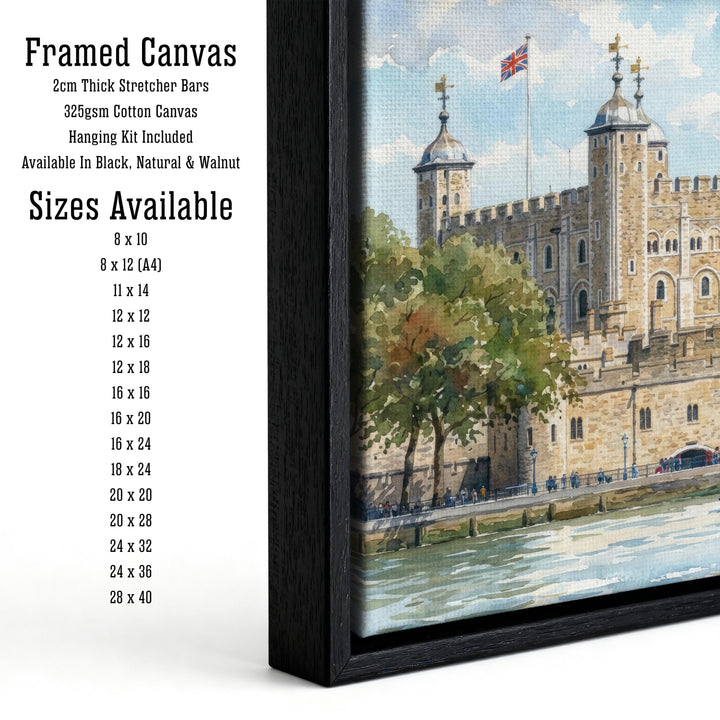 Tower of London Watercolor Painting Poster England Wall Art Historic Landmark Print Gift for UK Travel Lovers and Fans of Scenic British