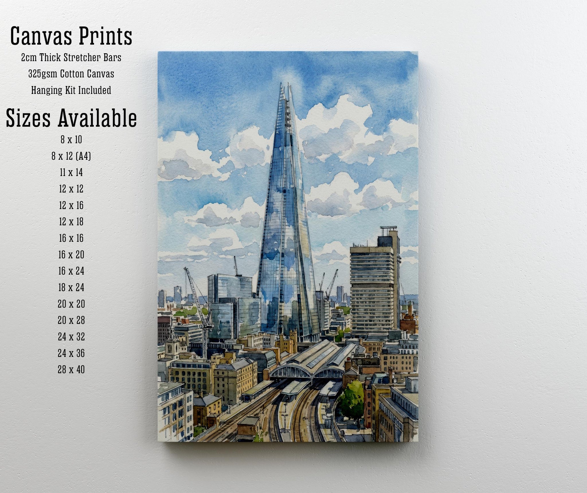 The Shard London Watercolor Print, Modern British Wall Art