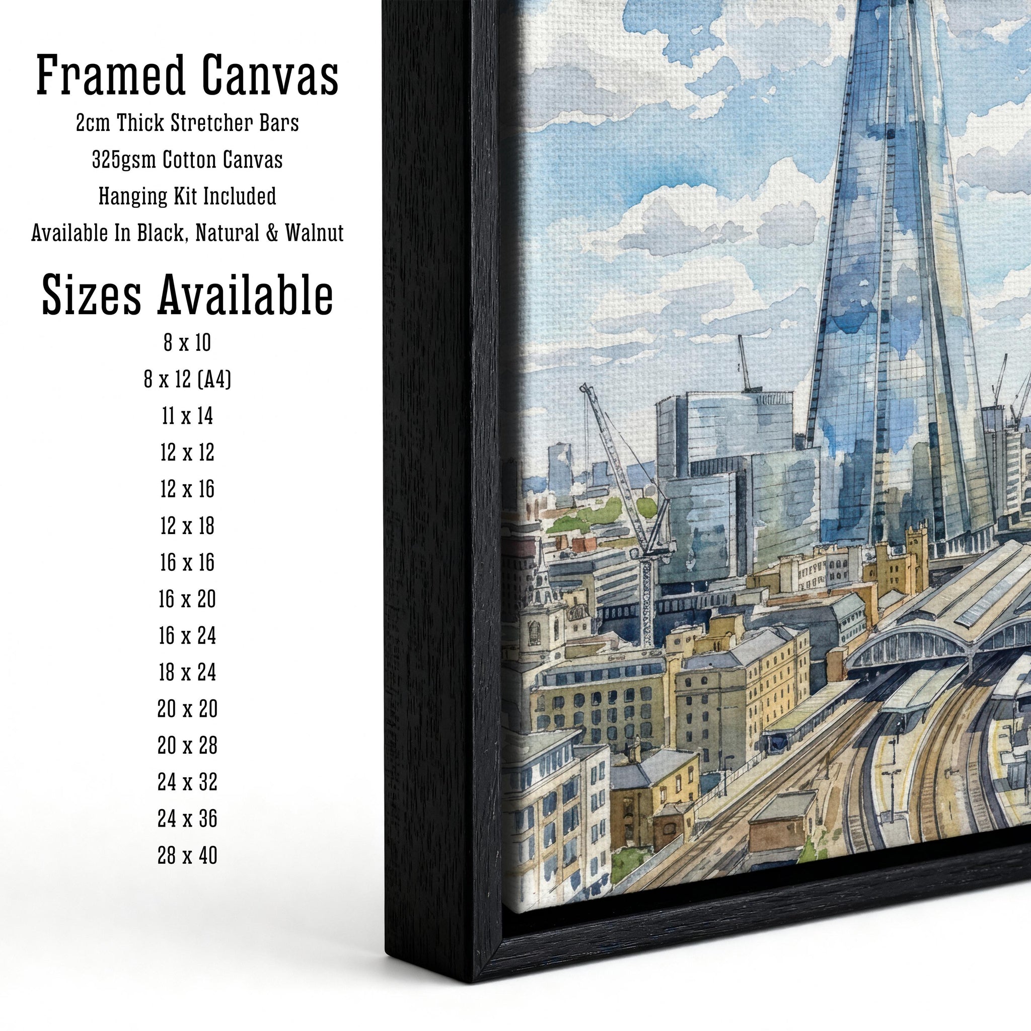 The Shard London Watercolor Print, Modern British Wall Art