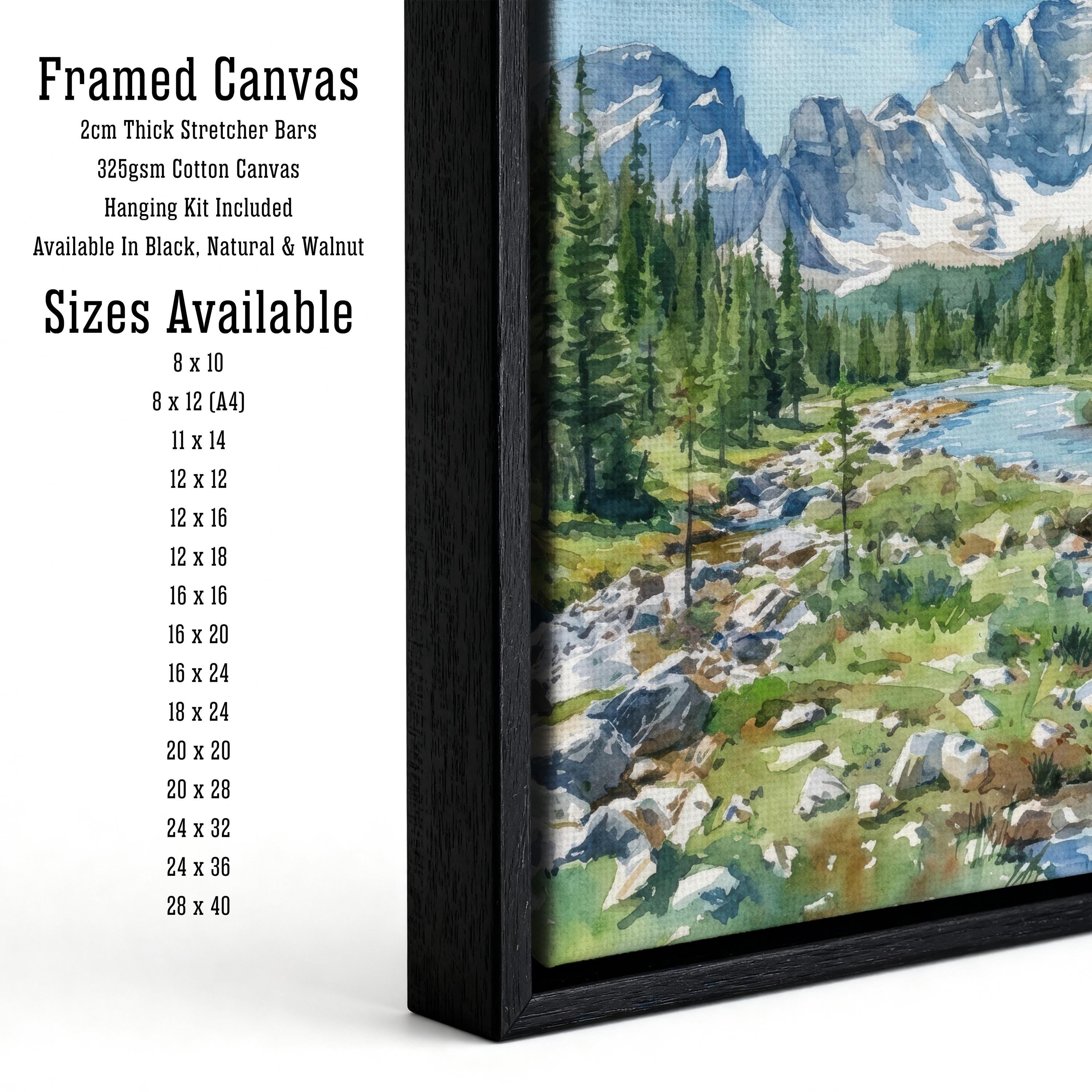 Banff National Park Watercolor Print: Canadian Rockies Landscape Art
