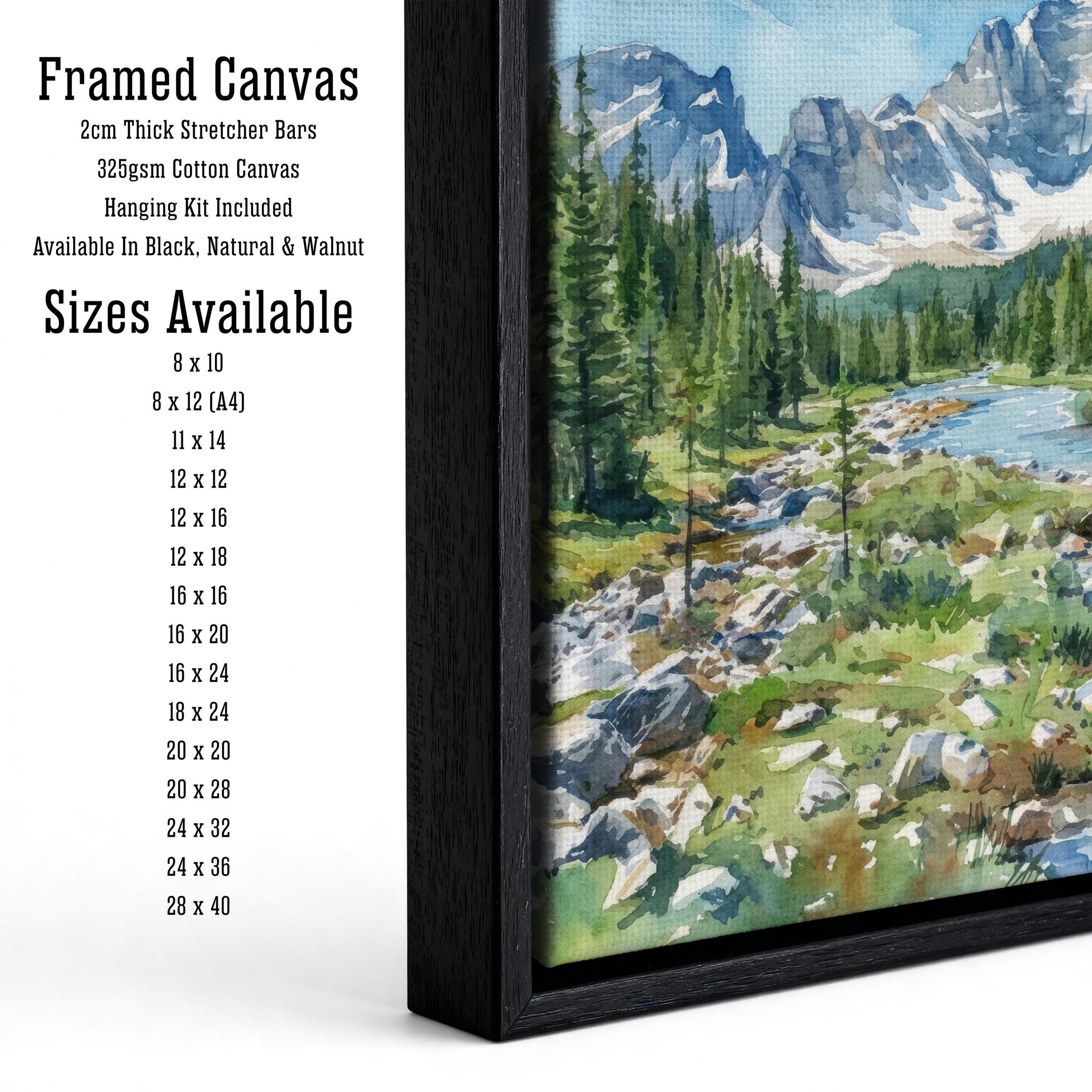 Banff National Park Watercolor Print: Canadian Rockies Landscape Art
