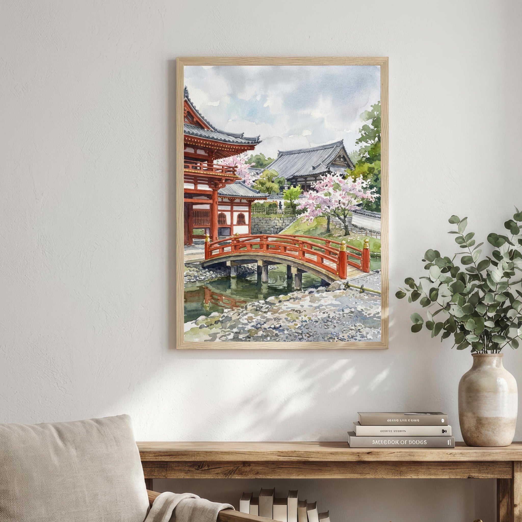 Kyoto Japan Watercolor Painting Poster Wall Art Historic City Landscape Print Gift for Asia Travel Lovers and Fans of Scenic Japanese