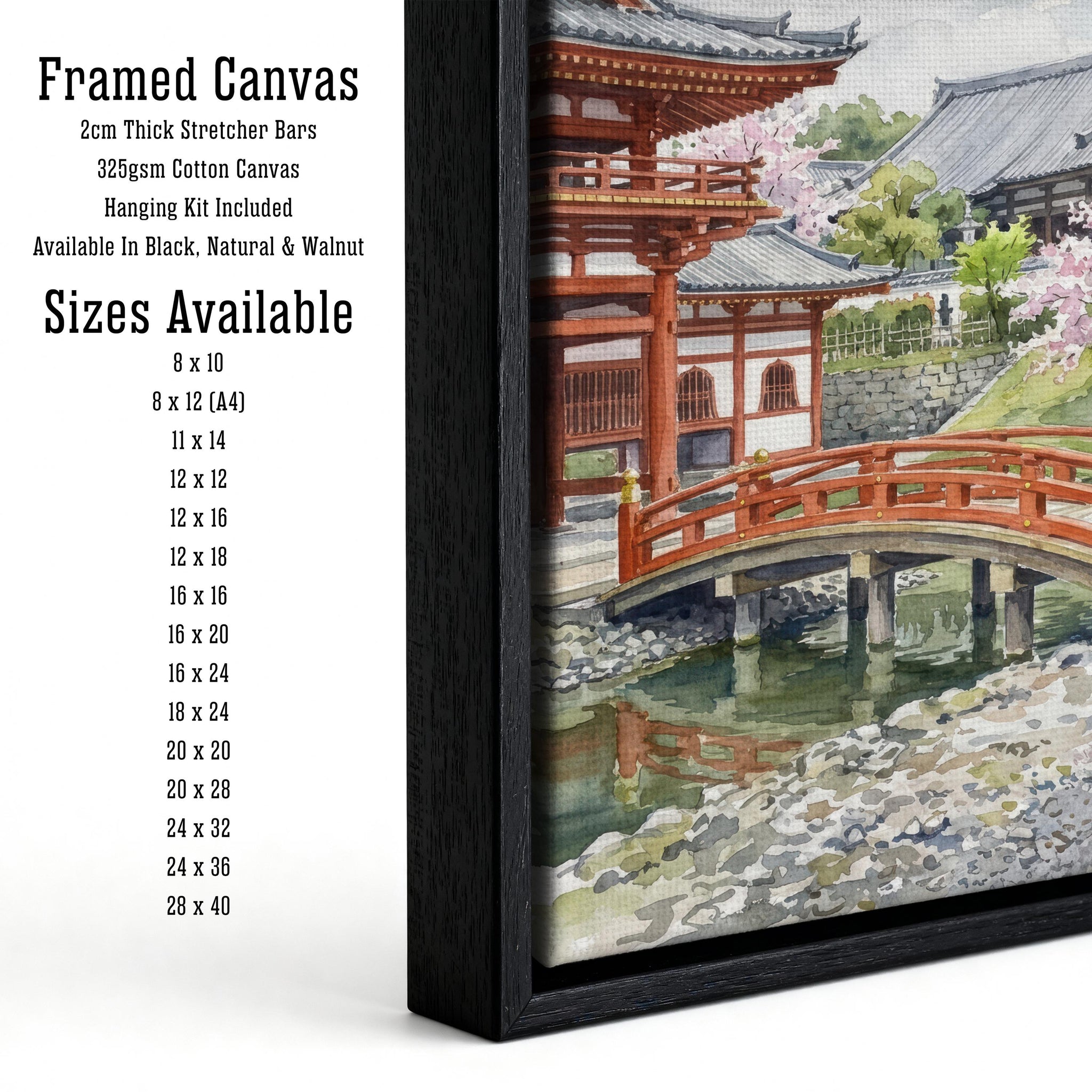 Kyoto Japan Watercolor Painting Poster Wall Art Historic City Landscape Print Gift for Asia Travel Lovers and Fans of Scenic Japanese