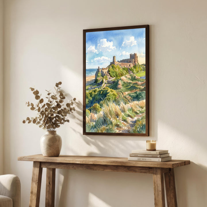 Northumberland Watercolour Painting Poster England Wall Art Countryside Landscape Print Gift for UK Travel Lovers and Fans of Scenic