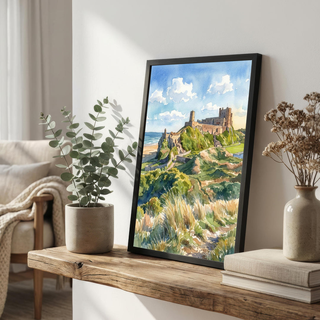 Northumberland Watercolour Painting Poster England Wall Art Countryside Landscape Print Gift for UK Travel Lovers and Fans of Scenic