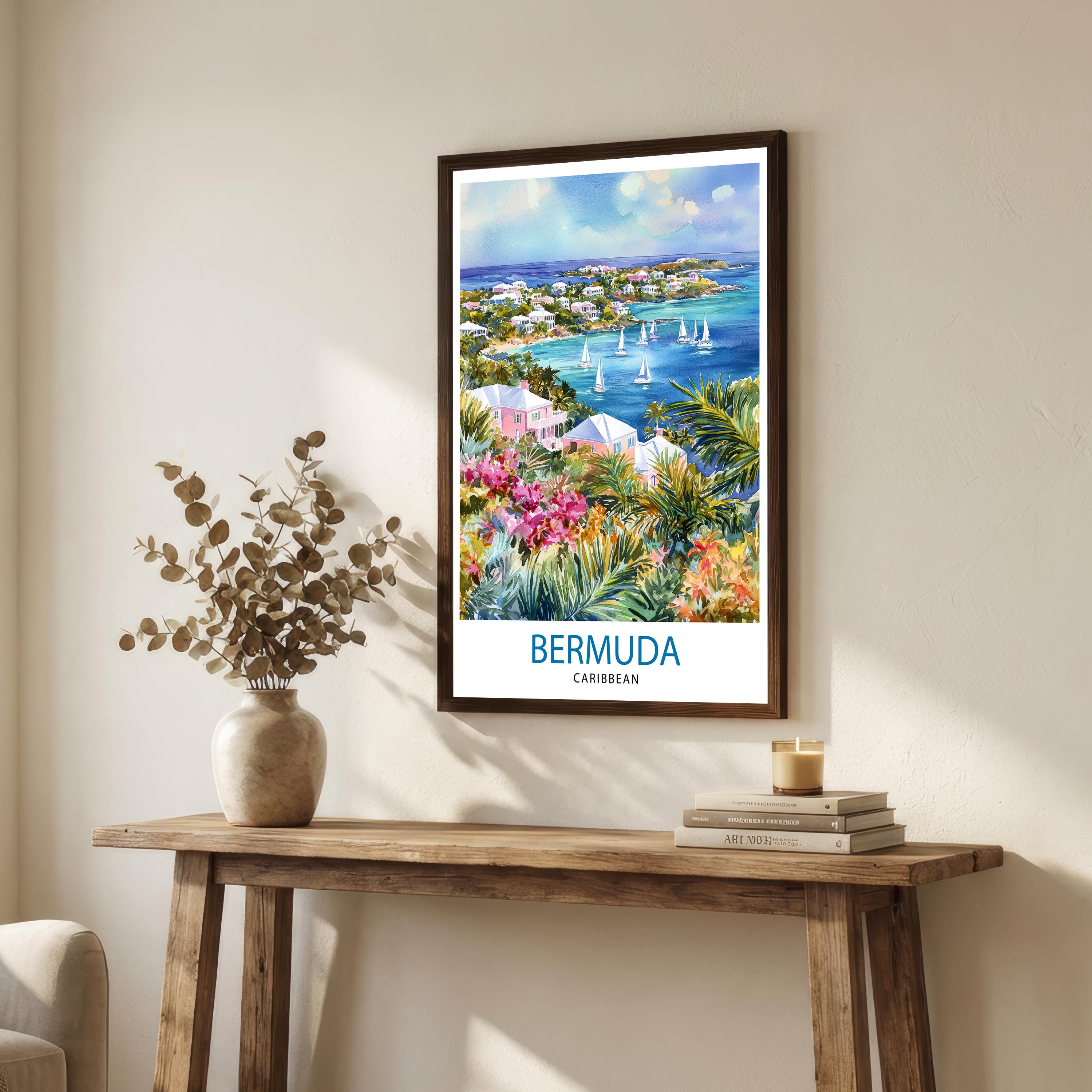 Bermuda Travel Poster: Pink Sand Beaches, Turquoise Waters