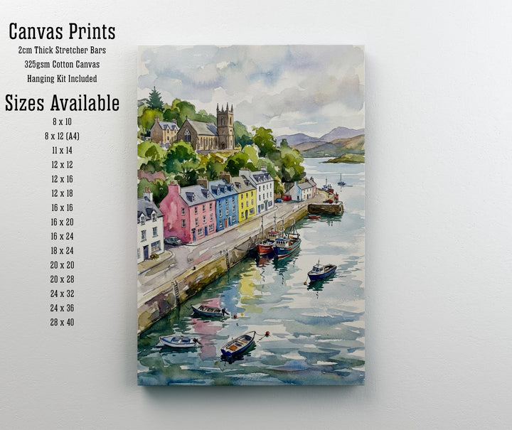 Oban Scotland Watercolour Painting Poster Wall Art Coastal Landscape Print Gift for UK Travel Lovers and Fans of Scenic Seaside Highland