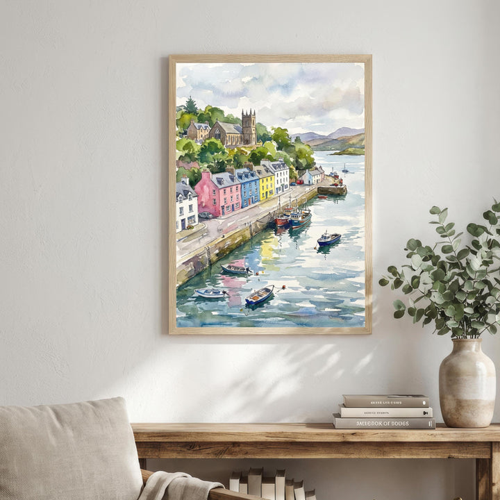 Oban Scotland Watercolour Painting Poster Wall Art Coastal Landscape Print Gift for UK Travel Lovers and Fans of Scenic Seaside Highland