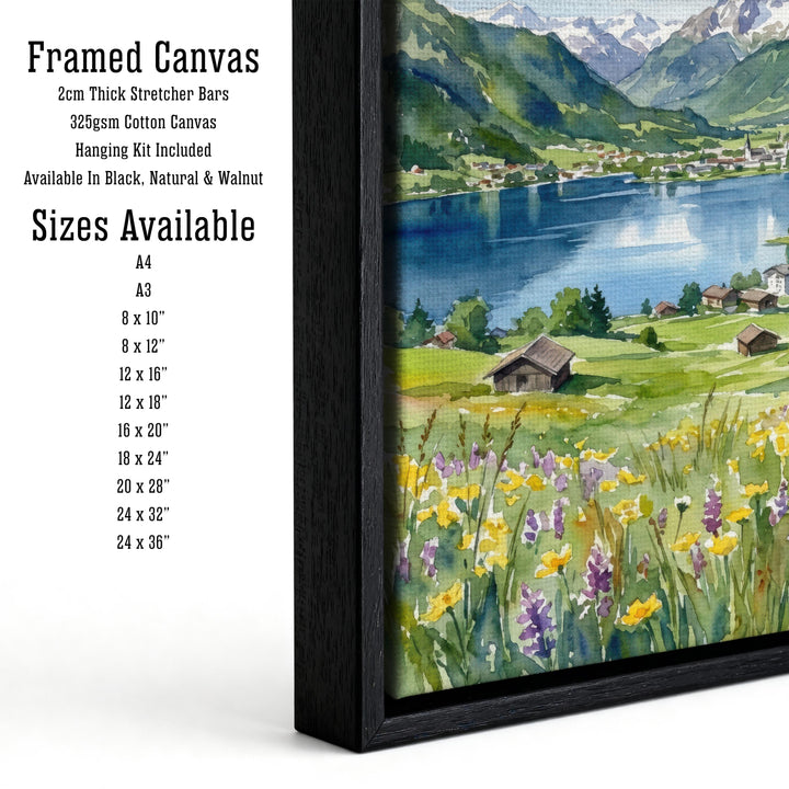 Zell am See Watercolor Painting Poster Austria Wall Art Mountain Lake Landscape Print Gift for Europe Travel Lovers and Scenic Alpine