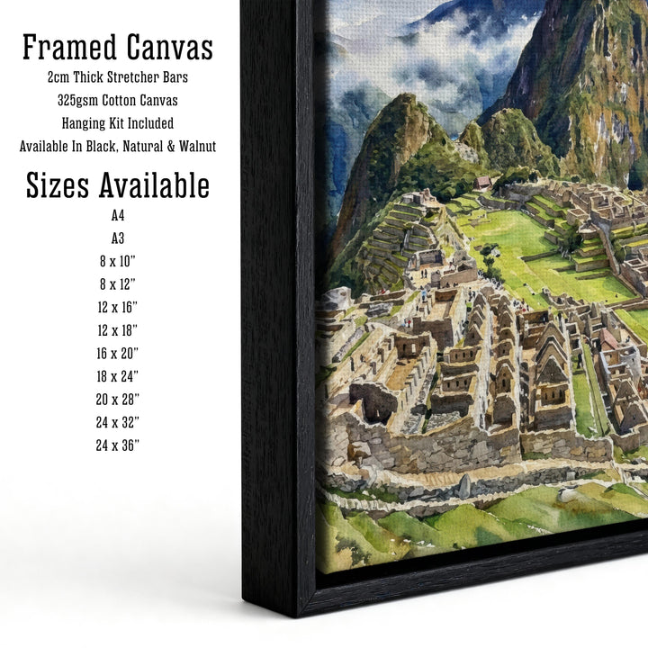 Machu Picchu Watercolour Painting Poster Peru Wall Art Mountain Landscape Print Gift for Travel Lovers and Fans of Scenic Historic