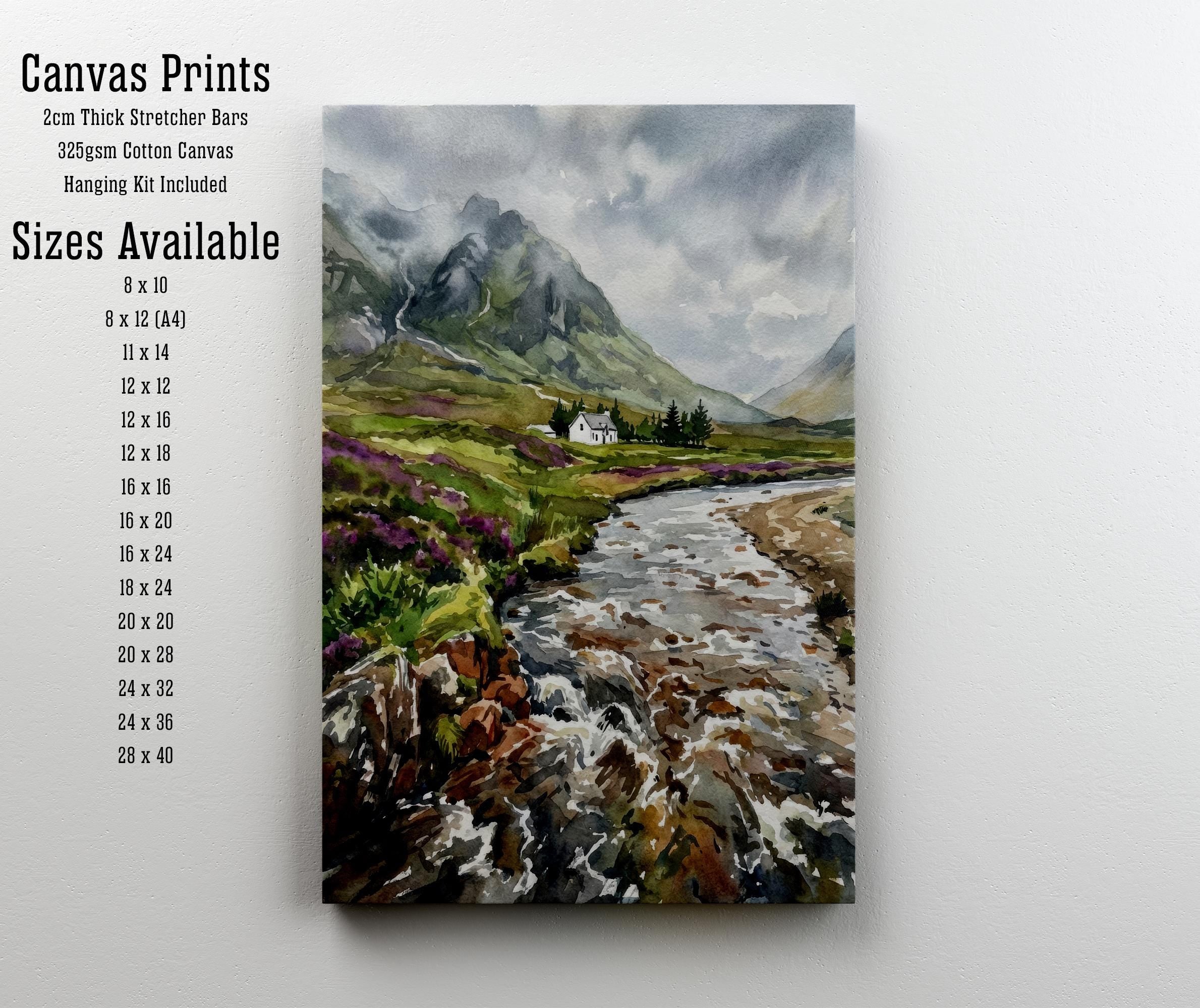 Glencoe Scotland Print: Watercolour Mountain Landscape Art