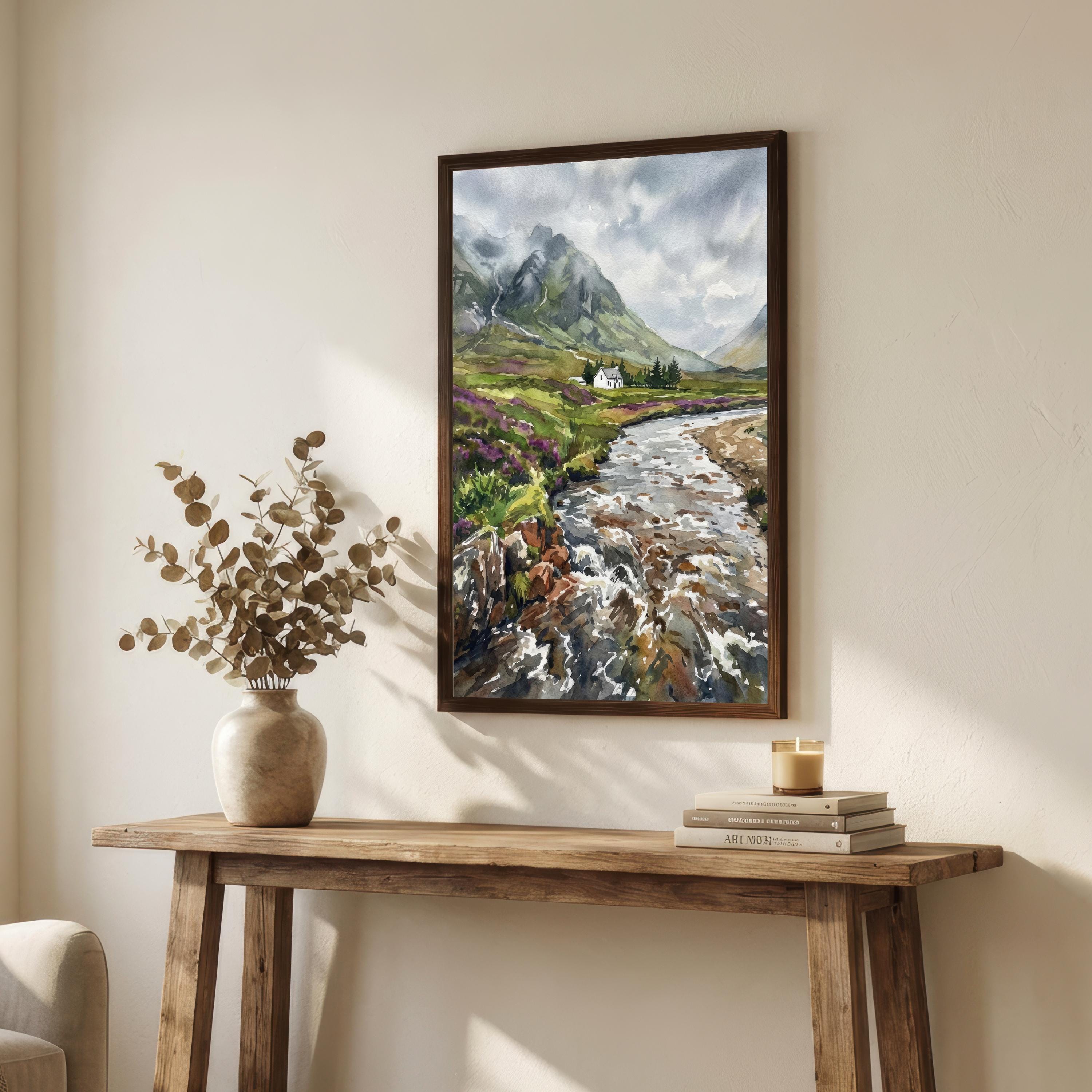 Glencoe Scotland Print: Watercolour Mountain Landscape Art