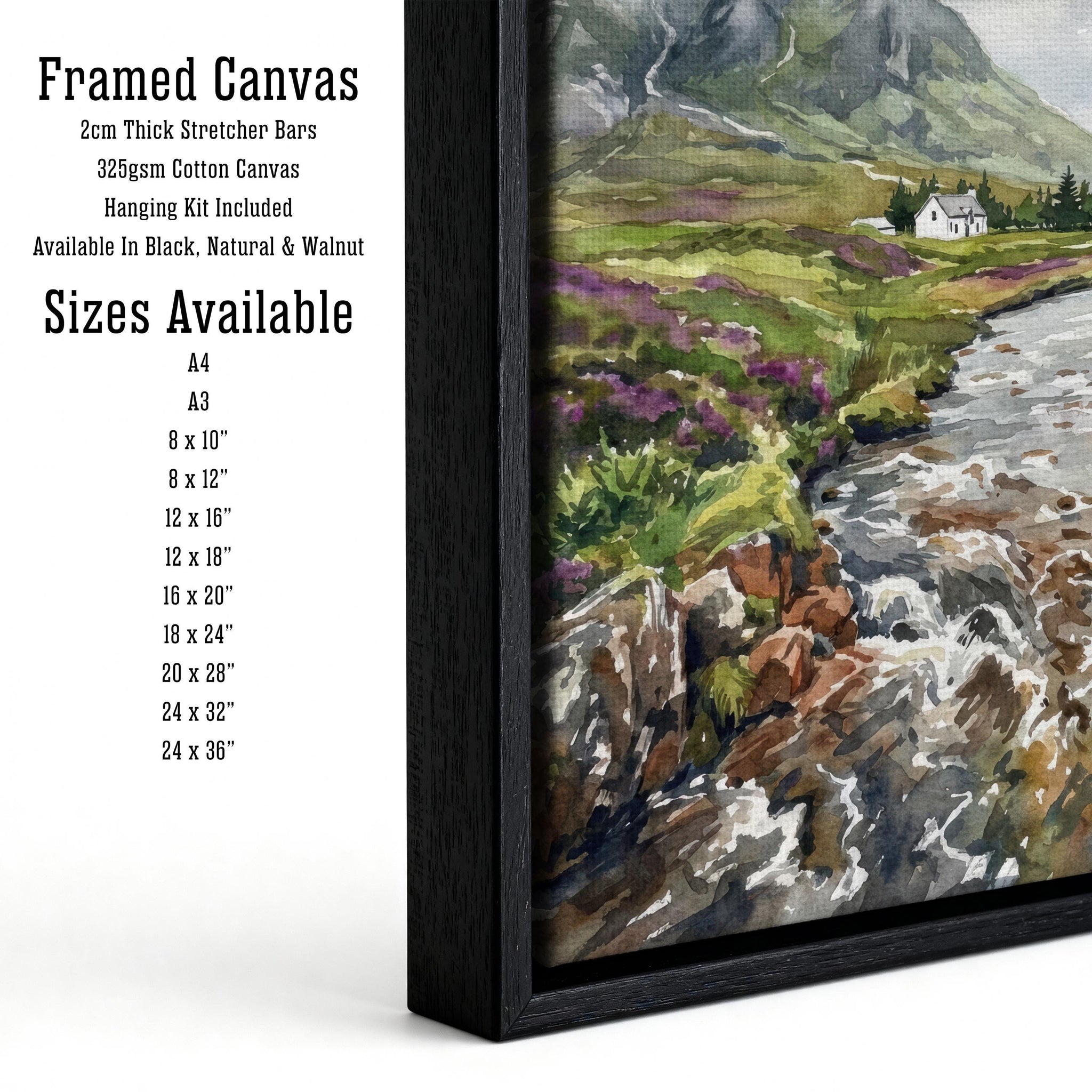 Glencoe Scotland Print: Watercolour Mountain Landscape Art