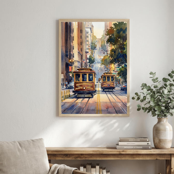 San Francisco Watercolour Painting Poster USA Wall Art City Skyline Landscape Print Gift for American Travel Lovers and Fans of Scenic