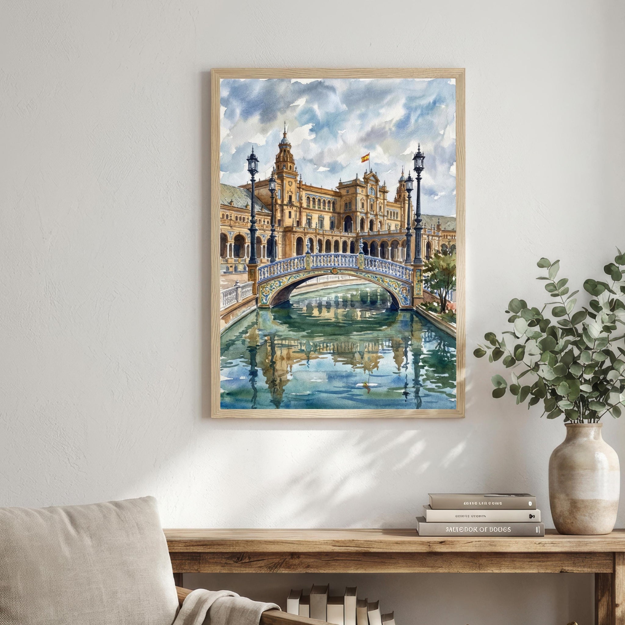 Seville Spain Watercolor Print, Andalusian Cityscape Art