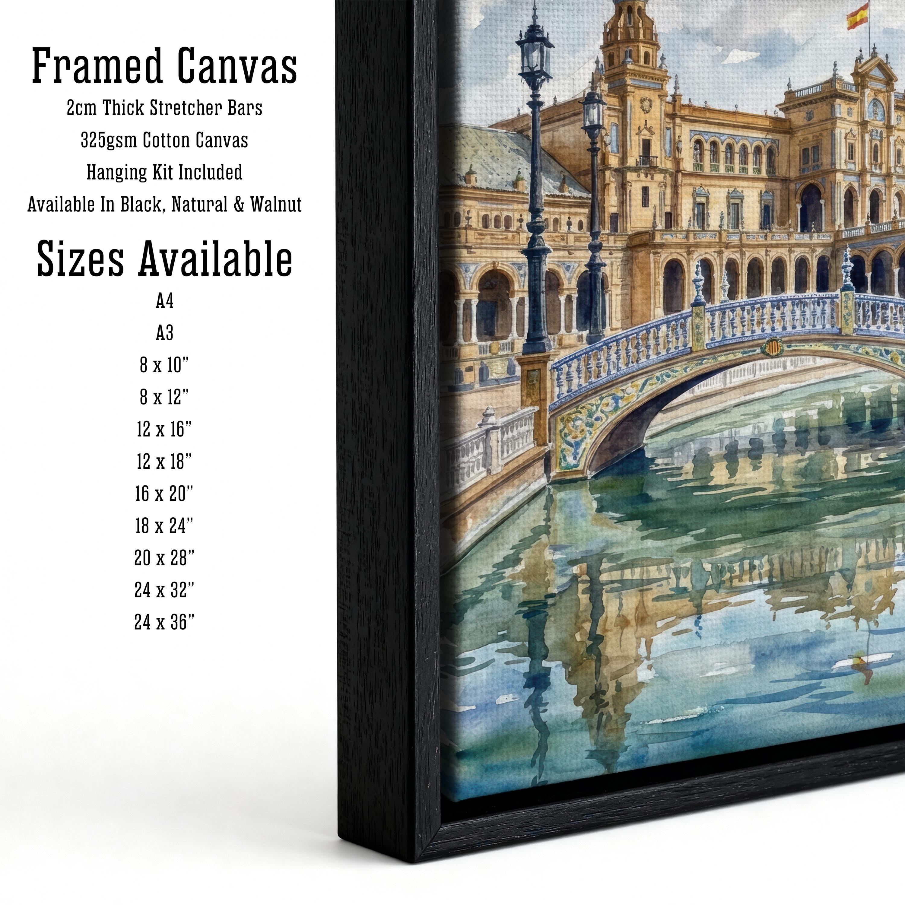 Seville Spain Watercolor Print, Andalusian Cityscape Art