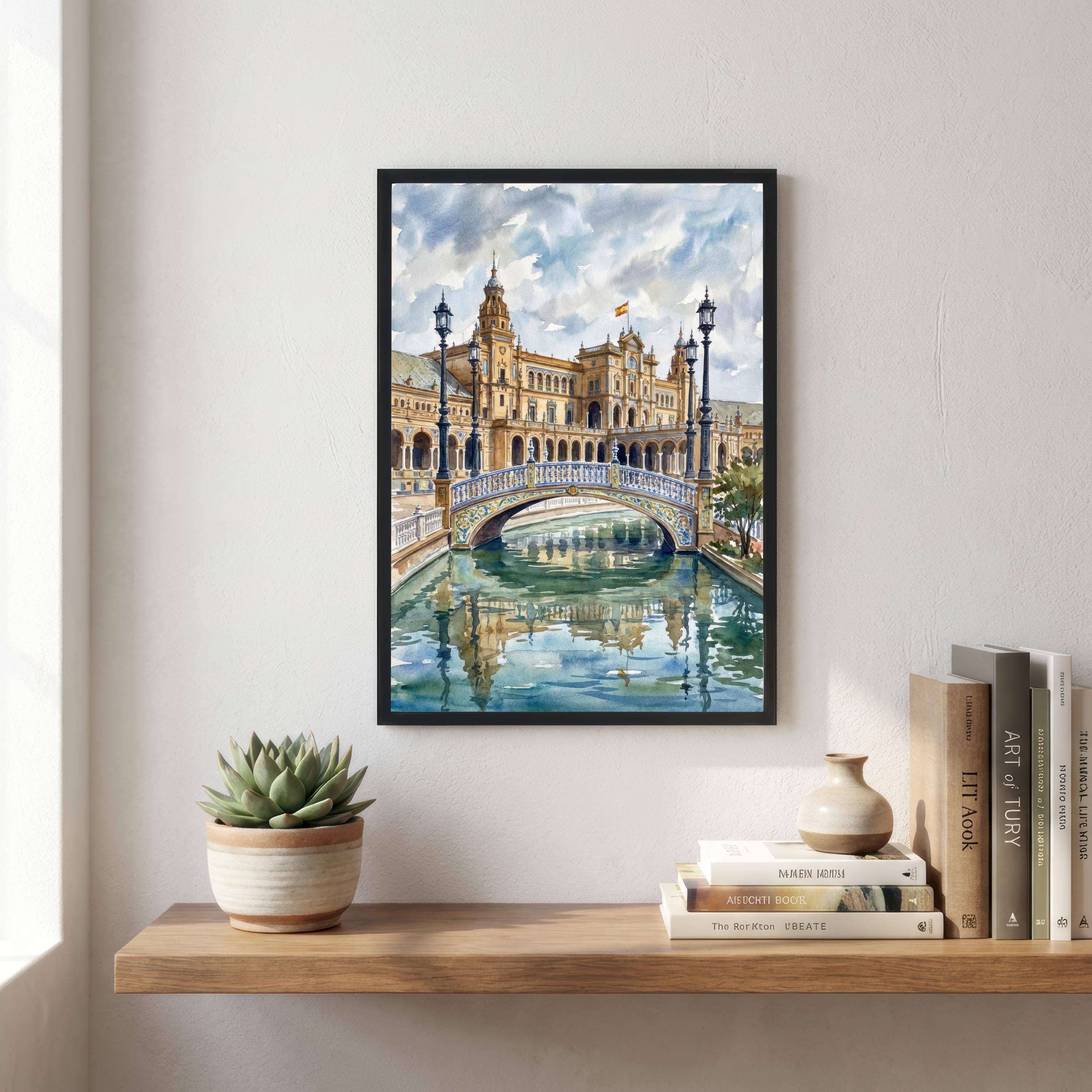 Seville Spain Watercolor Print, Andalusian Cityscape Art