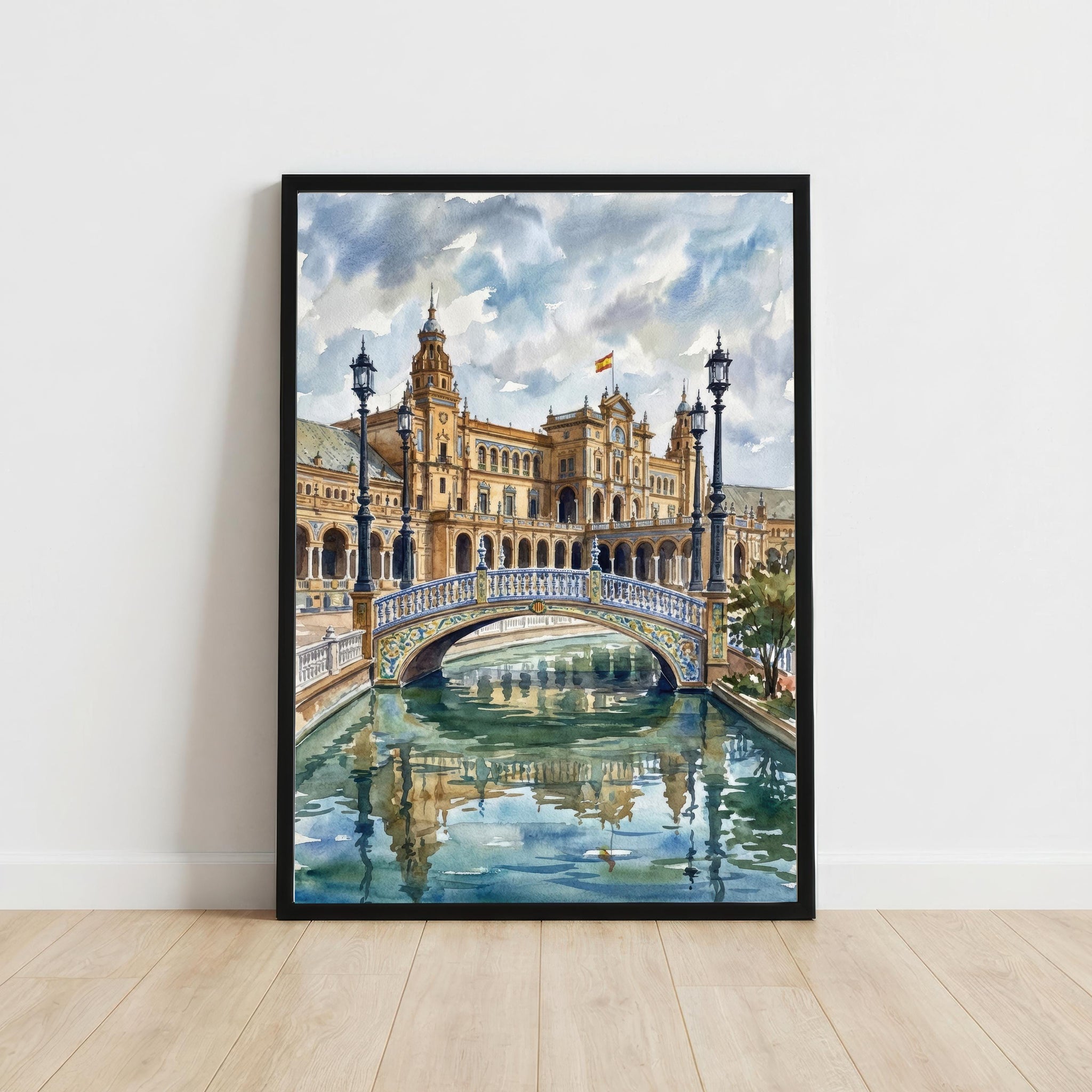 Seville Spain Watercolor Print, Andalusian Cityscape Art