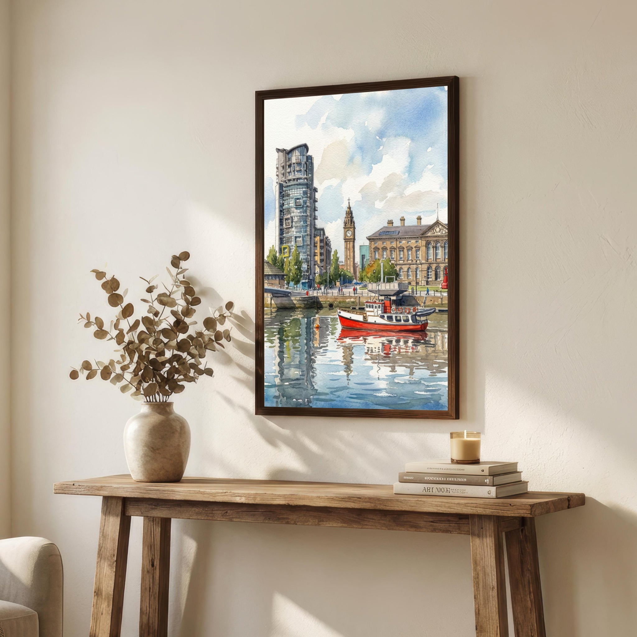 Belfast Skyline Watercolor Print, Northern Ireland Cityscape Art