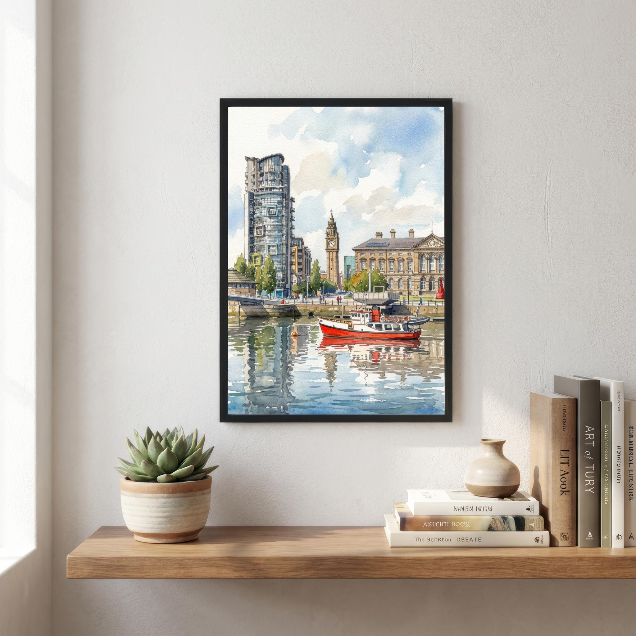 Belfast Skyline Watercolor Print, Northern Ireland Cityscape Art