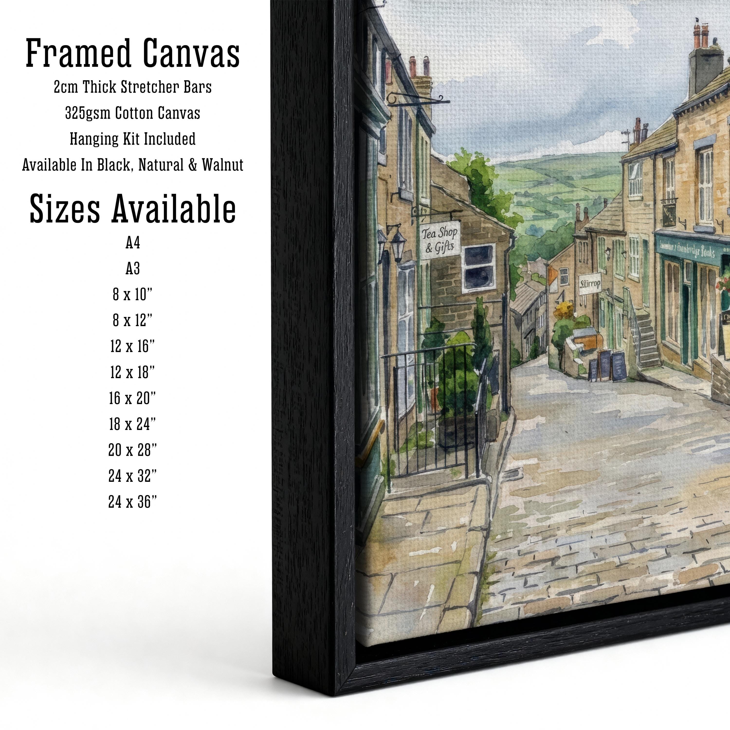 Haworth Village Watercolour Print, Scenic Yorkshire Wall Art