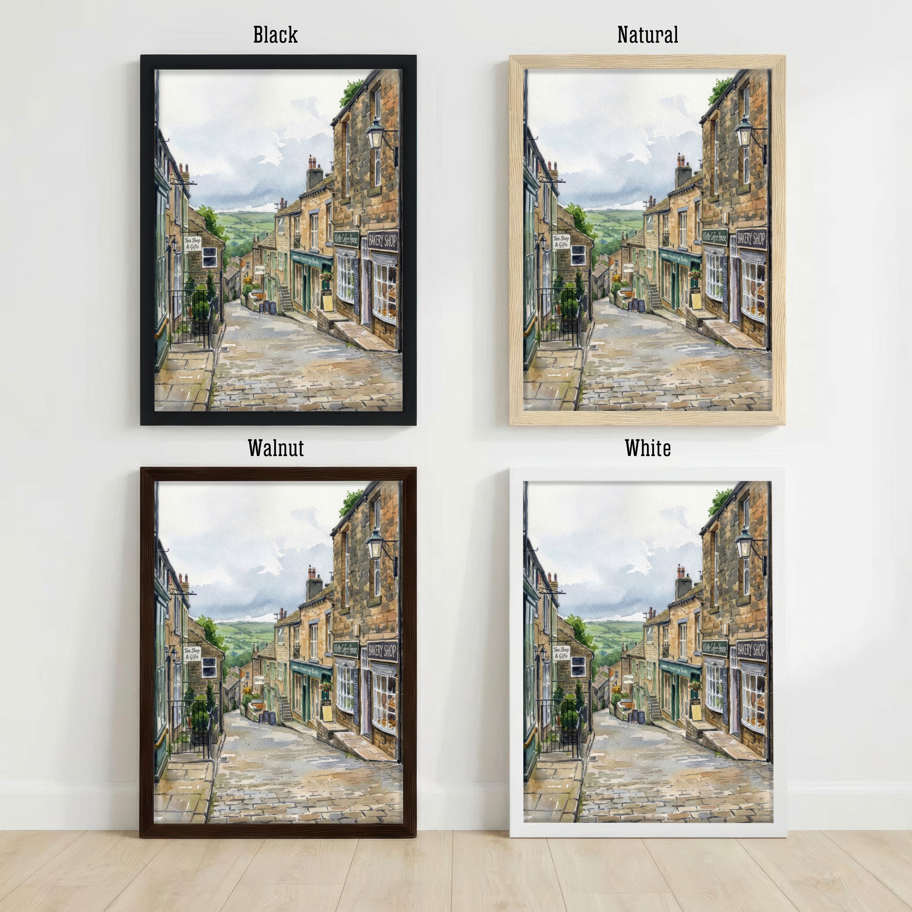 Haworth Village Watercolour Print, Scenic Yorkshire Wall Art