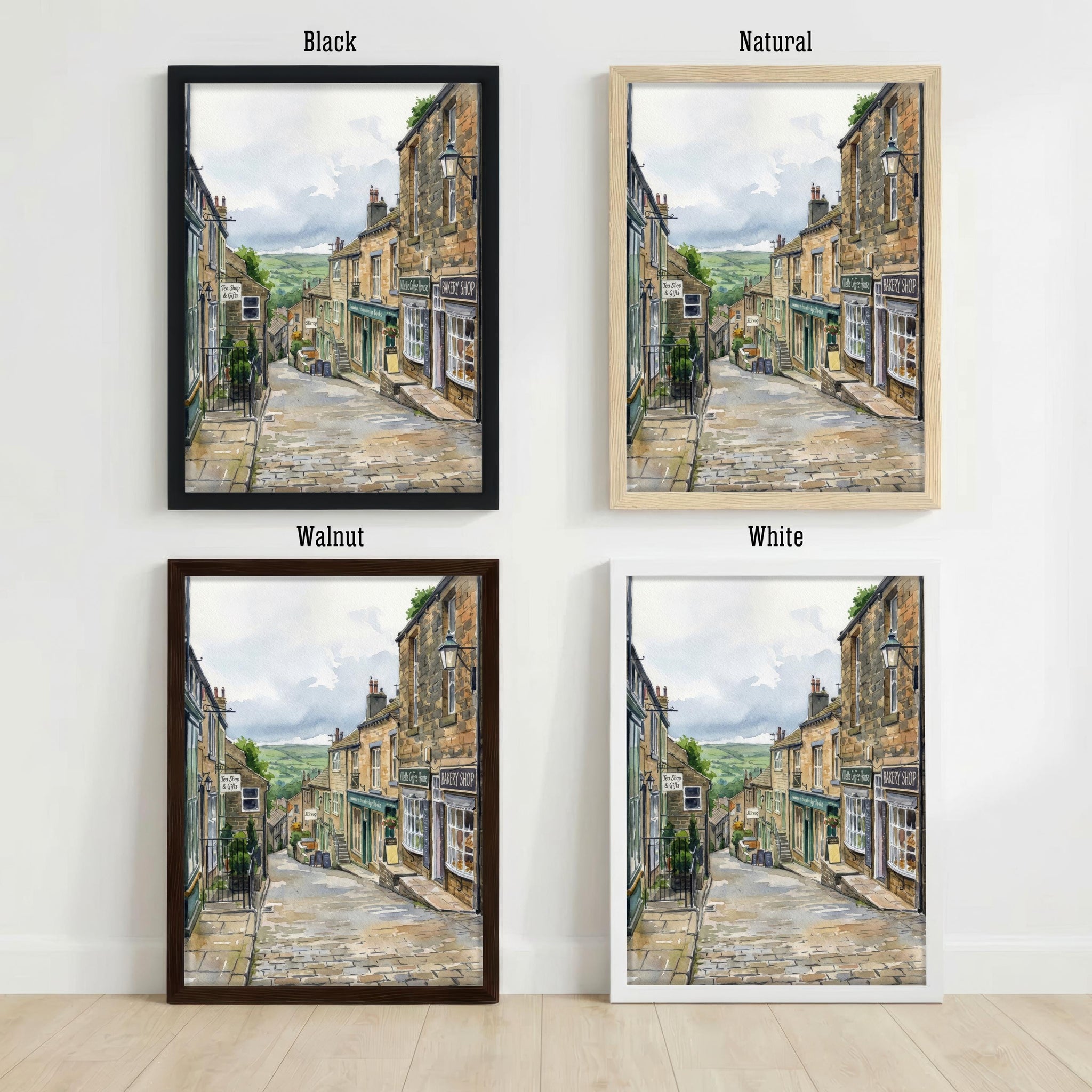 Haworth Village Watercolour Print, Scenic Yorkshire Wall Art