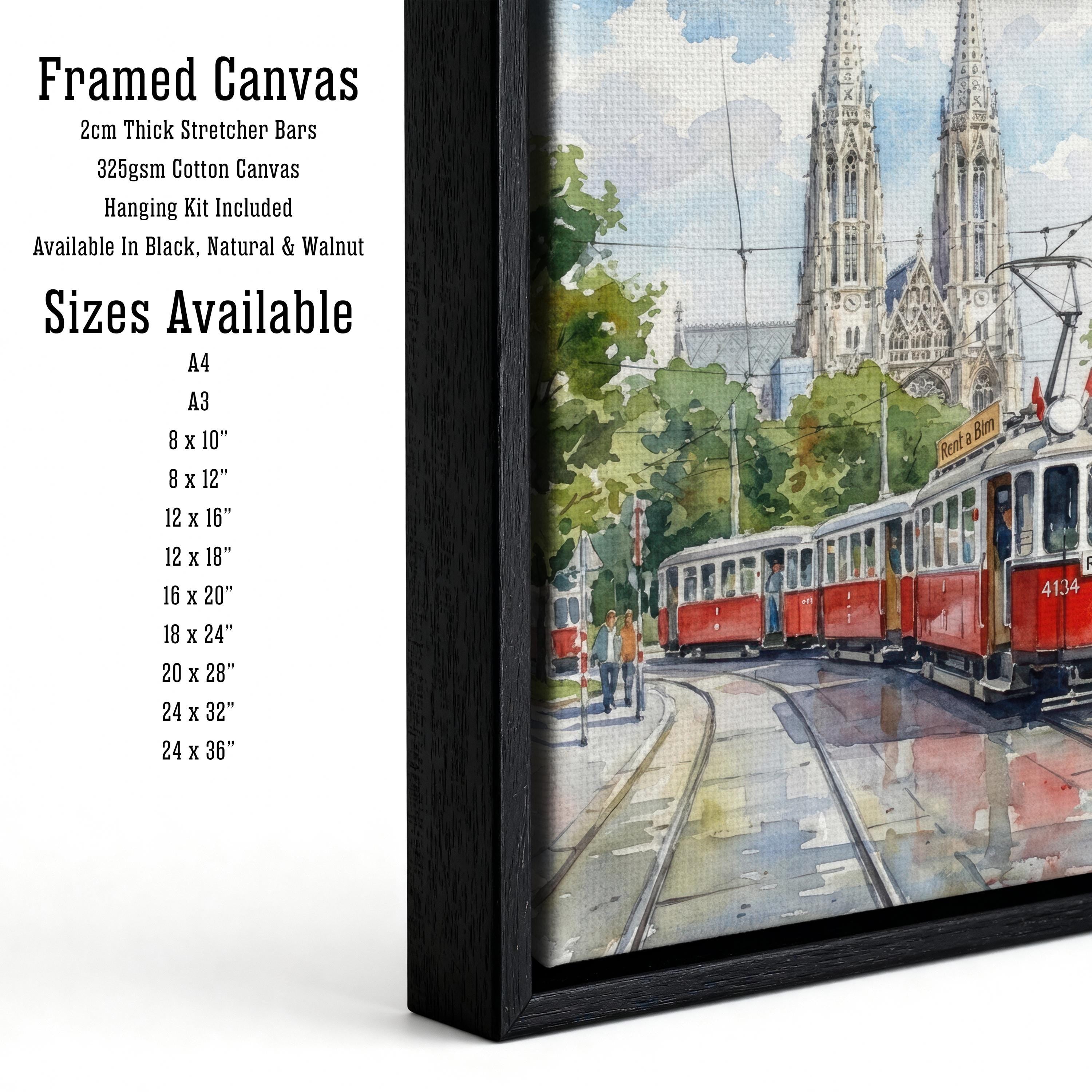 Vienna Austria Watercolor Print: Cityscape, European Travel Art