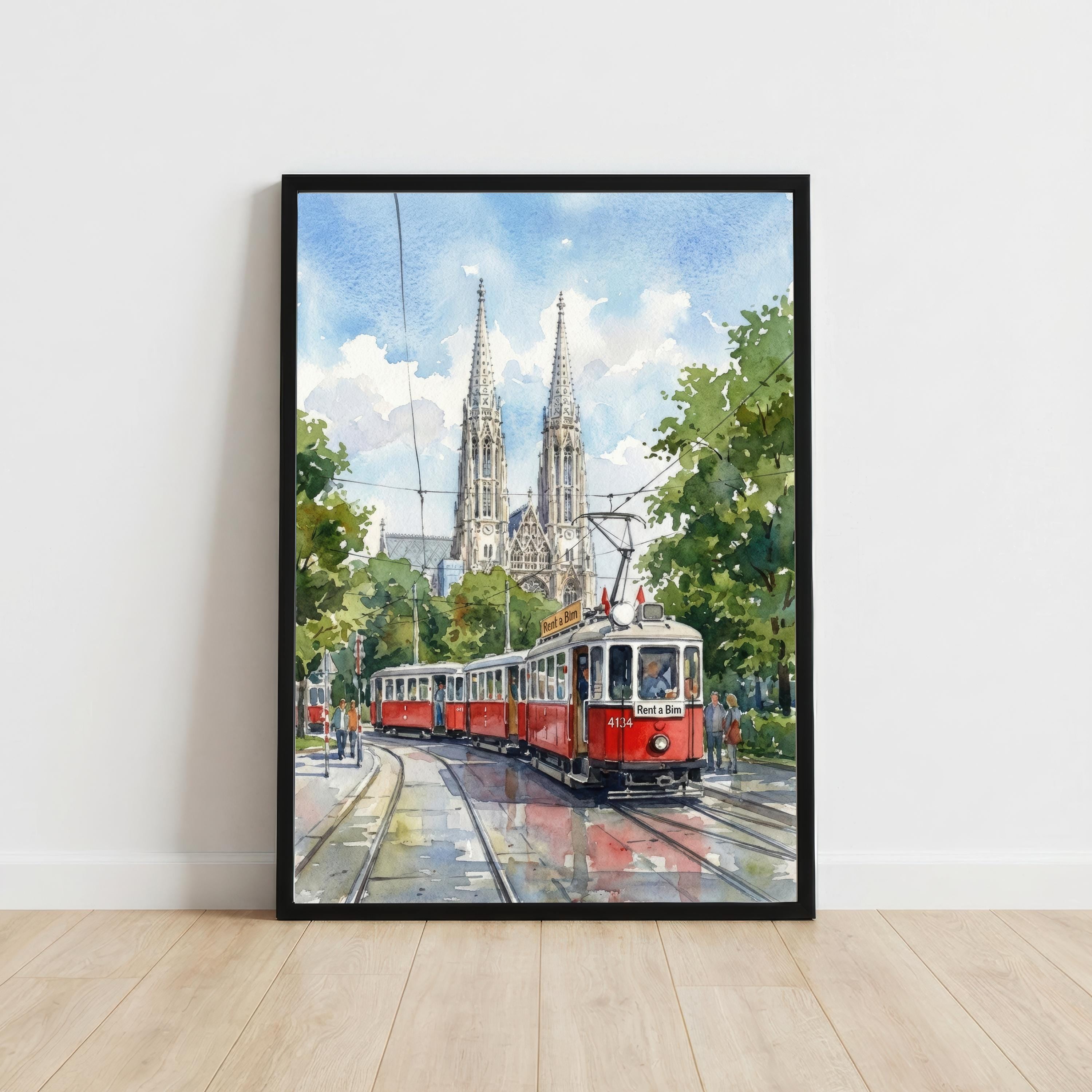 Vienna Austria Watercolor Print: Cityscape, European Travel Art
