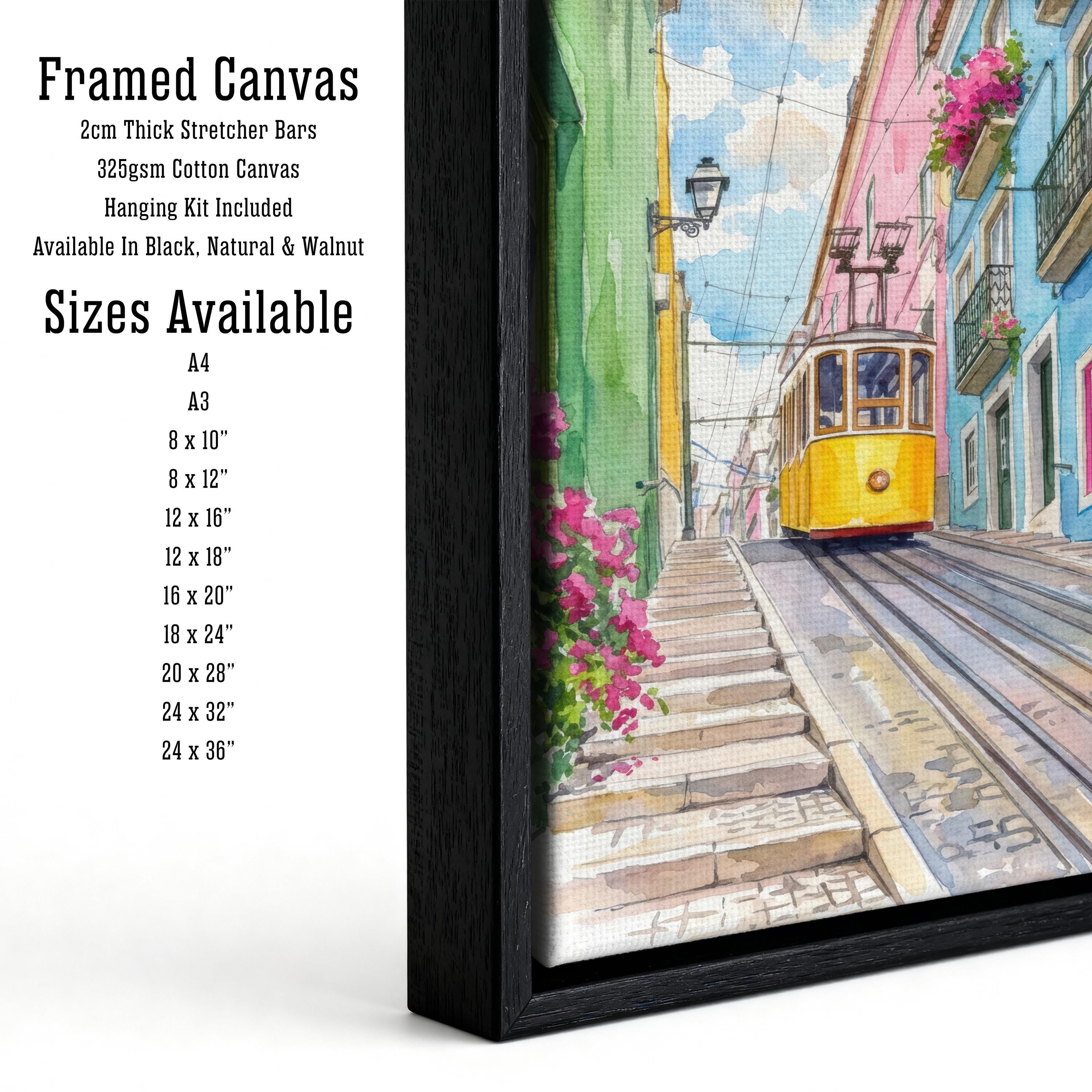 Lisbon Portugal Watercolor Art Print: Cityscape, Iconic Tram