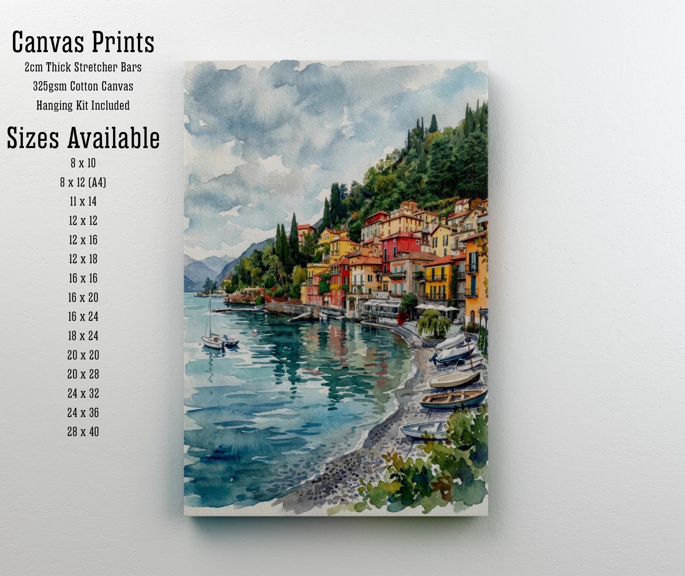 Lake Garda Watercolor Print, Italy Coastal Art