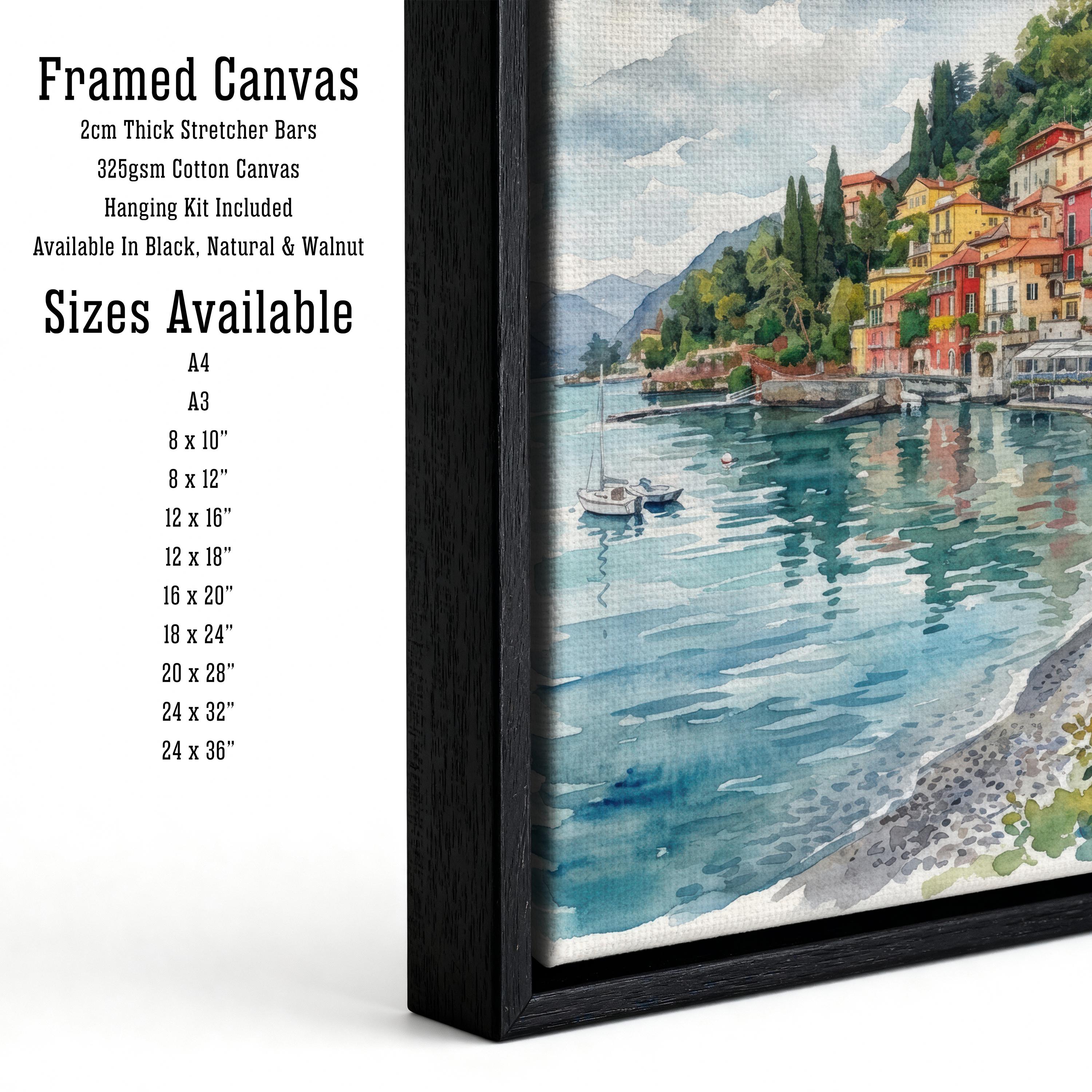 Lake Garda Watercolor Print, Italy Coastal Art