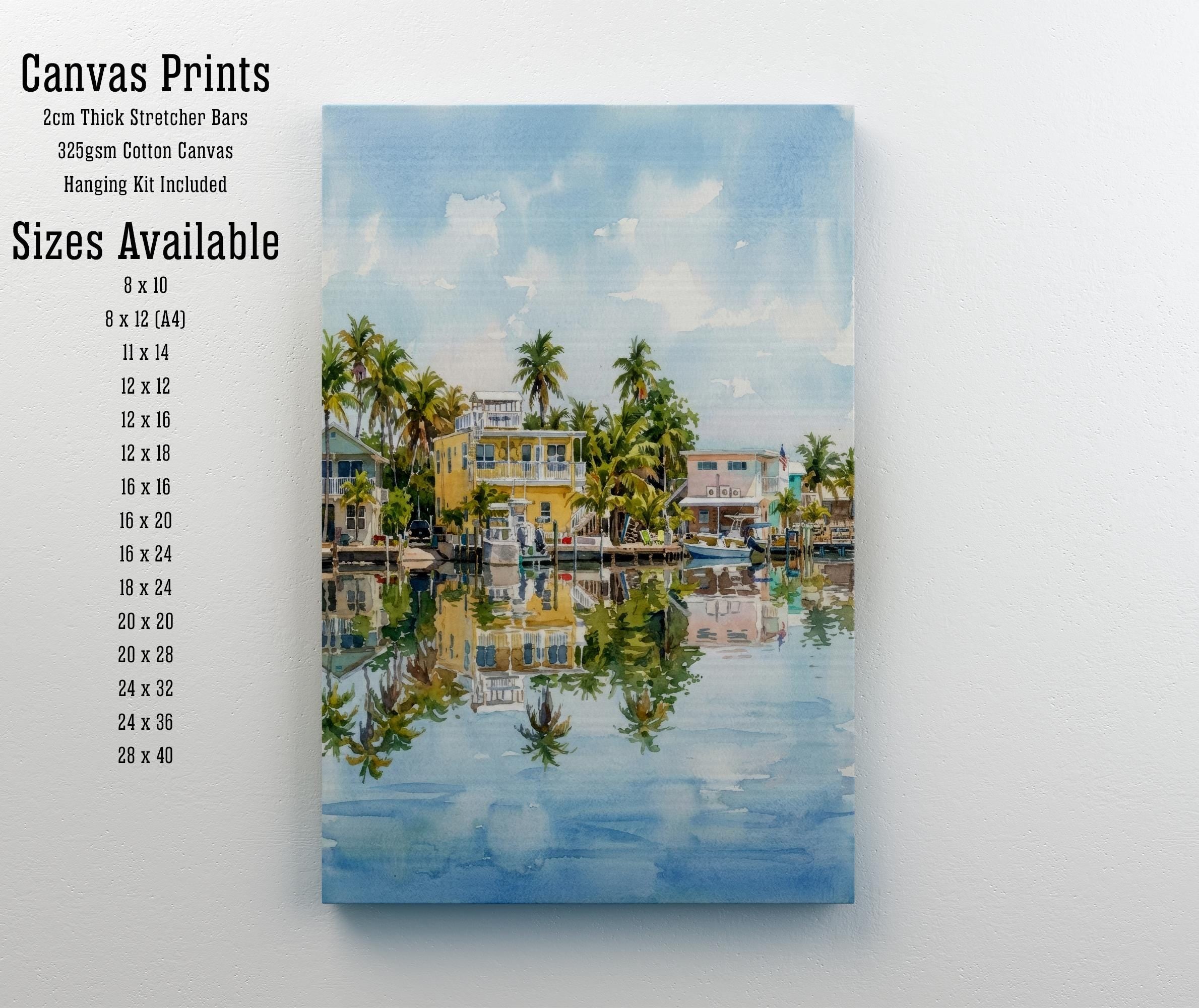 Key West Watercolor Print: Coastal Florida Art, Tropical Landscape