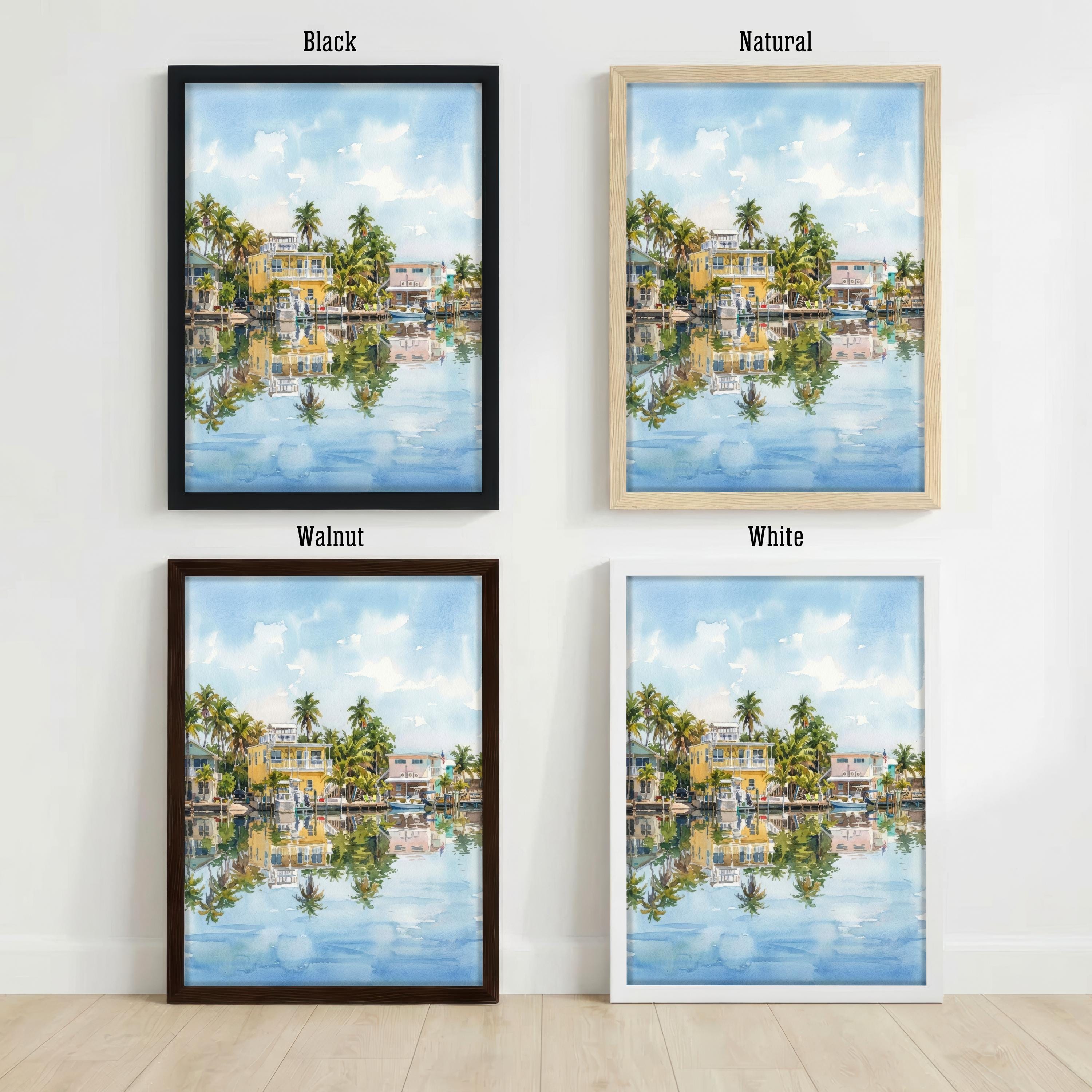 Key West Watercolor Print: Coastal Florida Art, Tropical Landscape