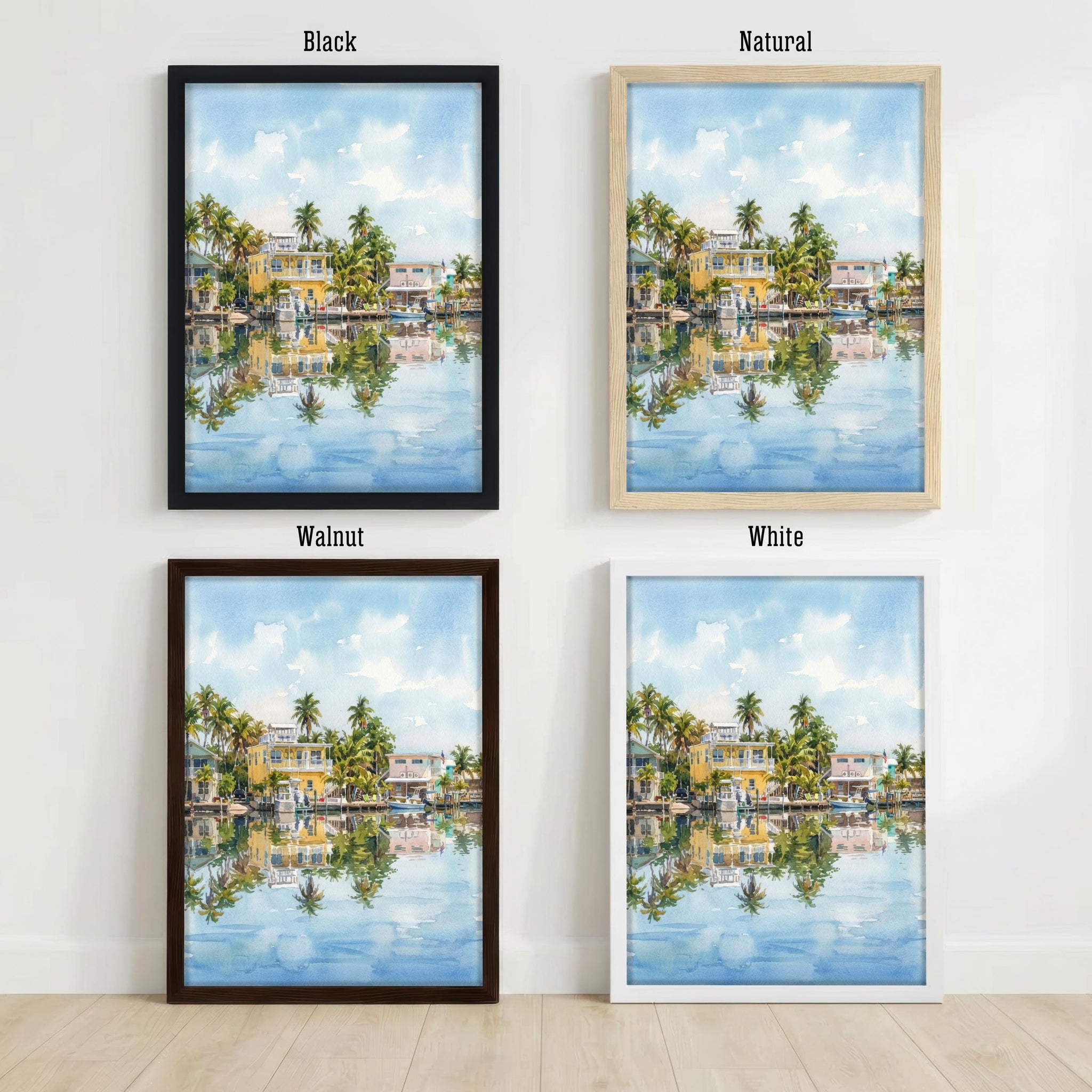 Key West Watercolor Print: Coastal Florida Art, Tropical Landscape