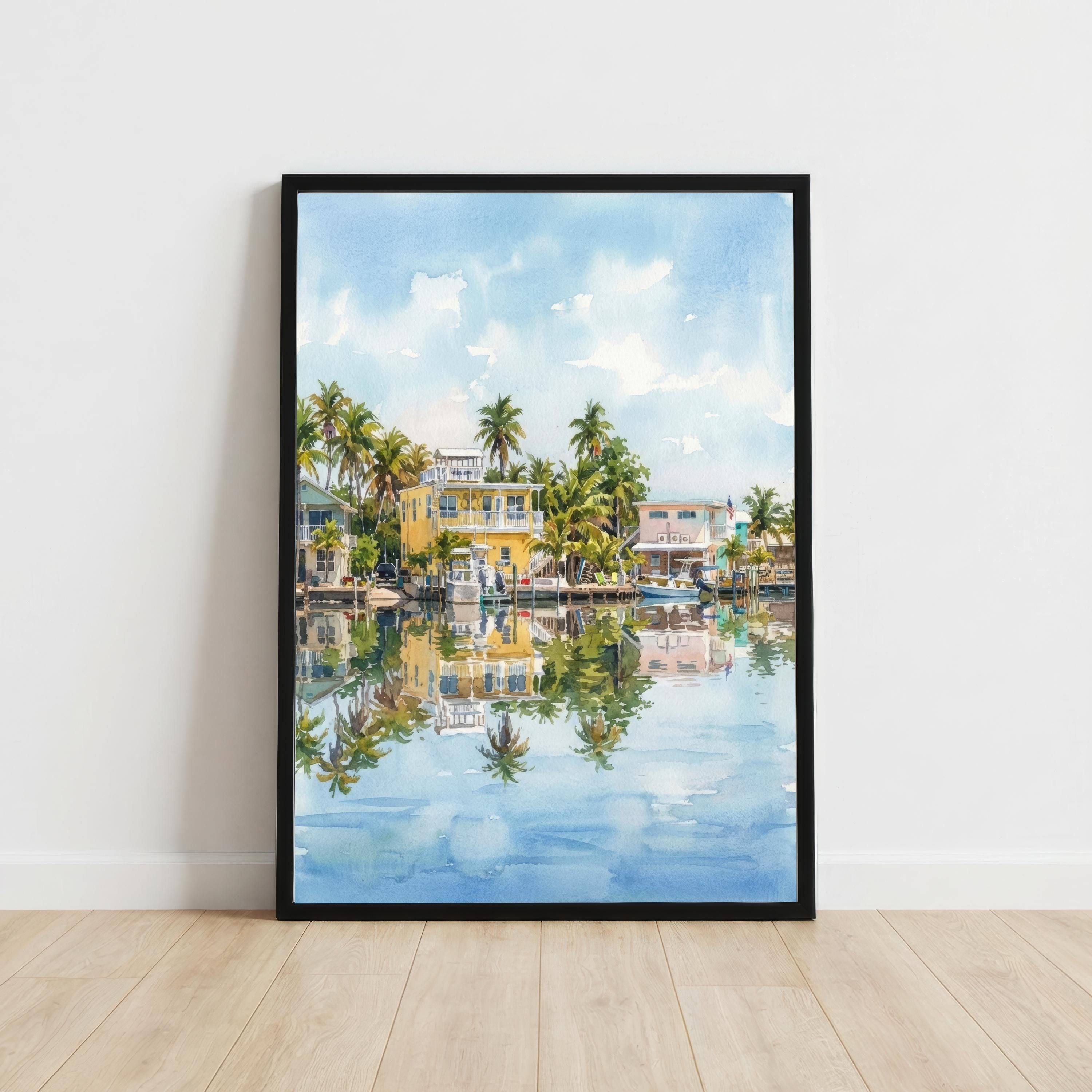 Key West Watercolor Print: Coastal Florida Art, Tropical Landscape