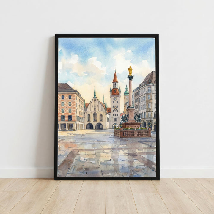 Munich Germany Watercolor Painting German City Art Munich Print Scenic Cityscape Decor