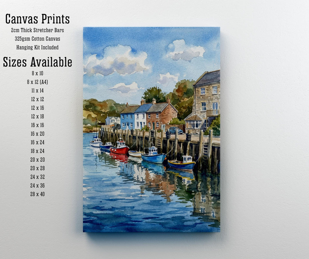 Seaton Devon Watercolour Painting Poster England Wall Art Coastal Landscape Print Gift for UK Travel Lovers and Fans of Scenic British